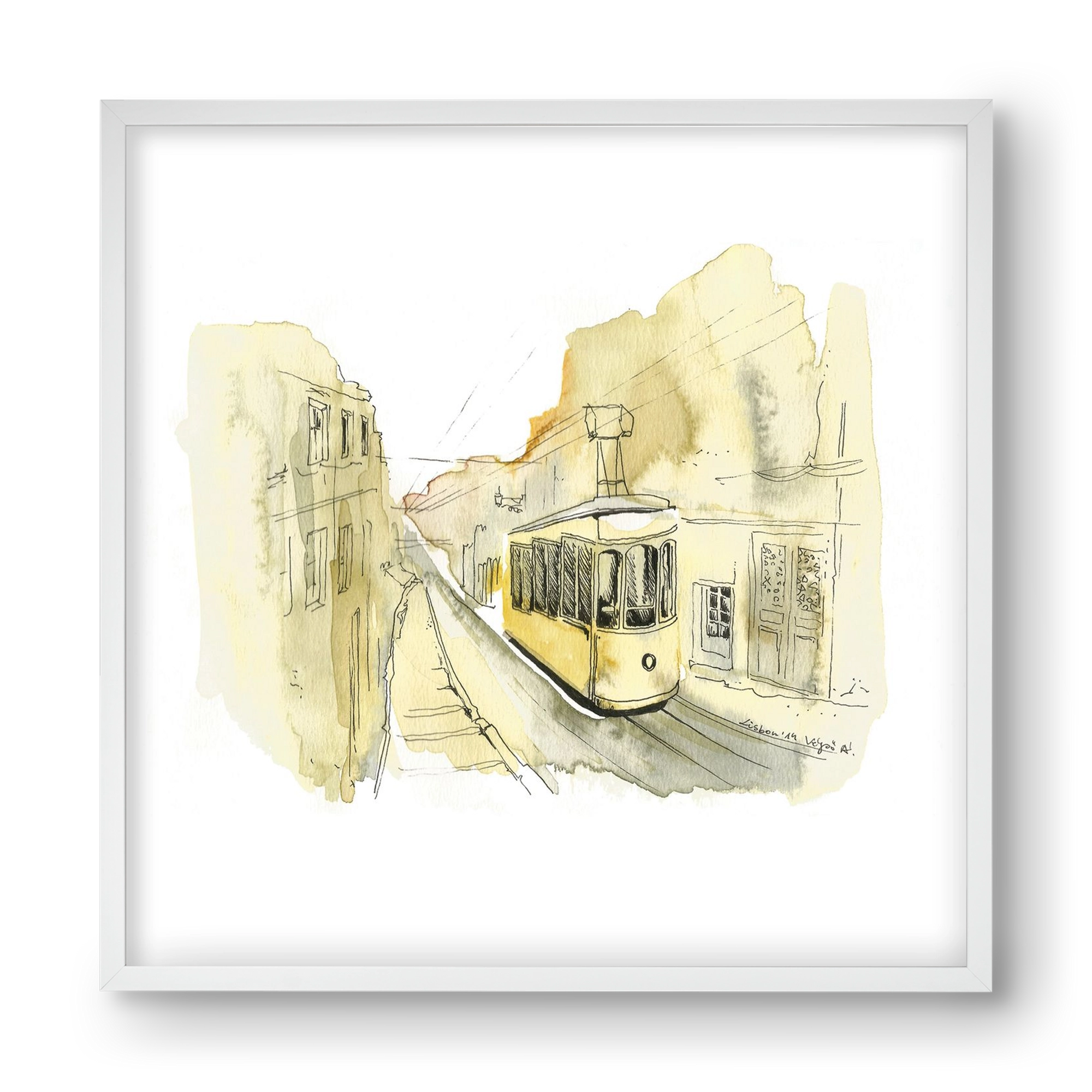 LISBON AQUARELLE NO.11, 40x40 cm (40x40 cm), Fehér keret