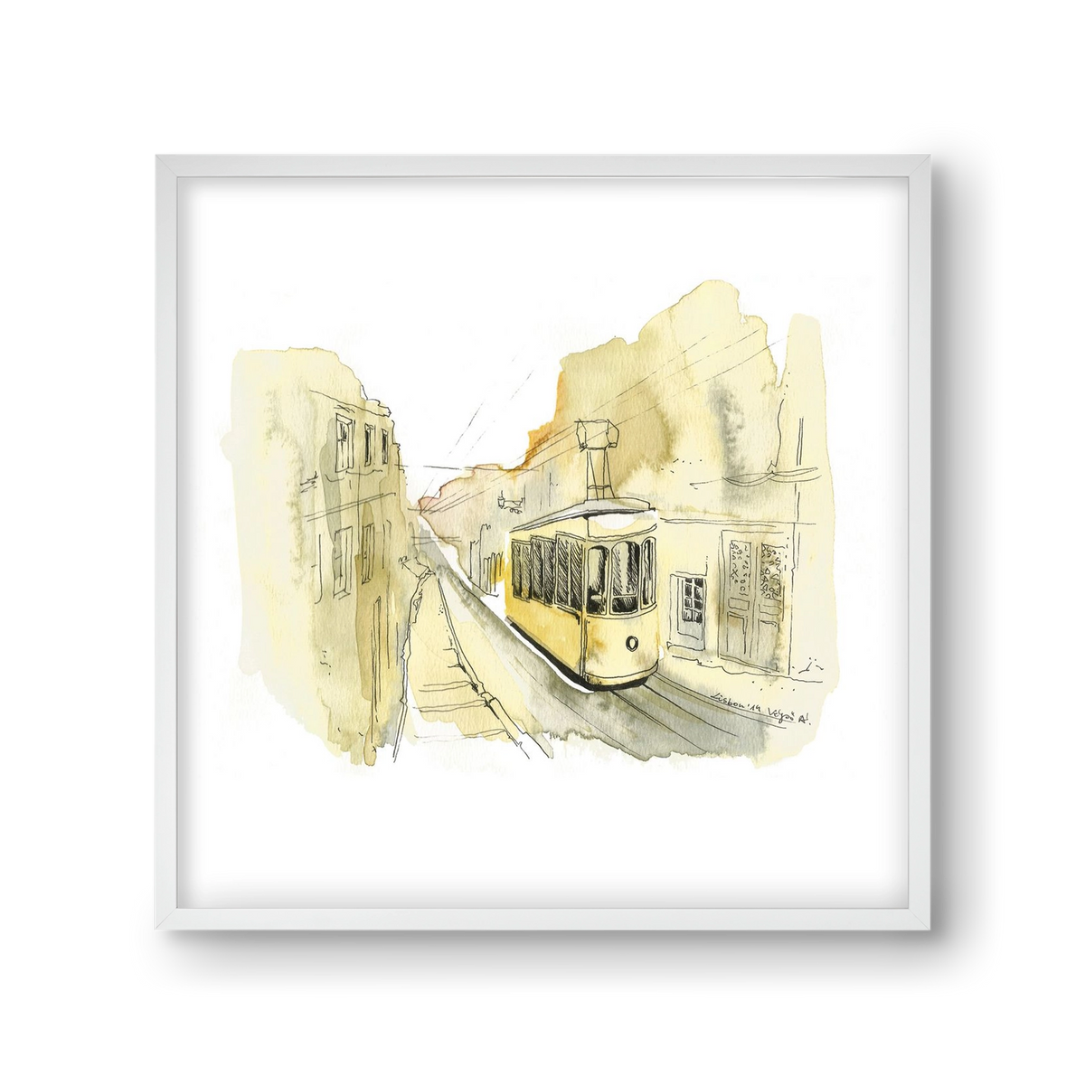 LISBON AQUARELLE NO.11, 30x30 cm (30x30 cm), Fehér keret