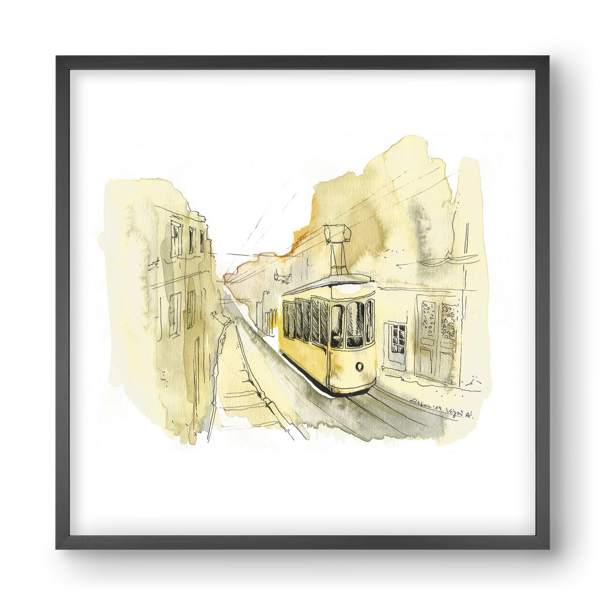LISBON AQUARELLE NO.11, 40x40 cm (40x40 cm), Fekete keret