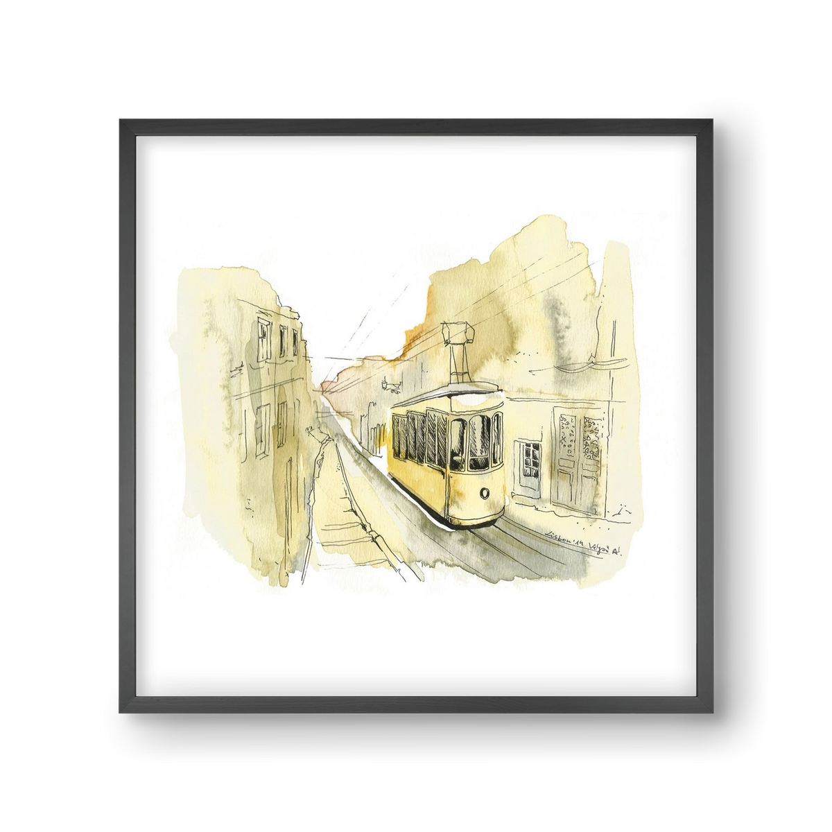 LISBON AQUARELLE NO.11, 30x30 cm (30x30 cm), Fekete keret