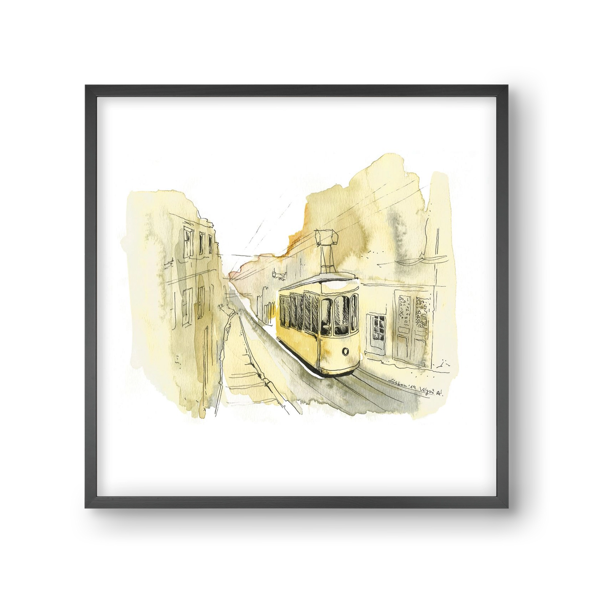 LISBON AQUARELLE NO.11, 30x30 cm (30x30 cm), Fekete keret