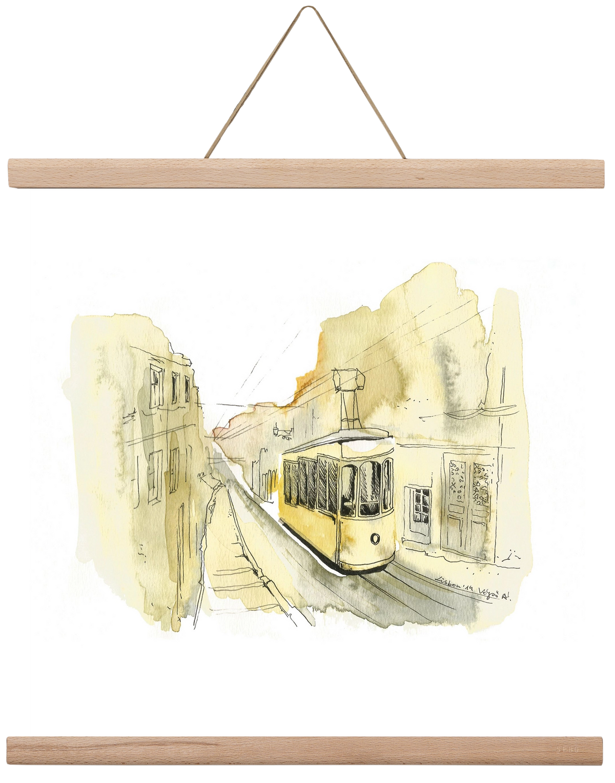 LISBON AQUARELLE NO.11, 40x40 cm (40x40 cm), Tölgy akasztó