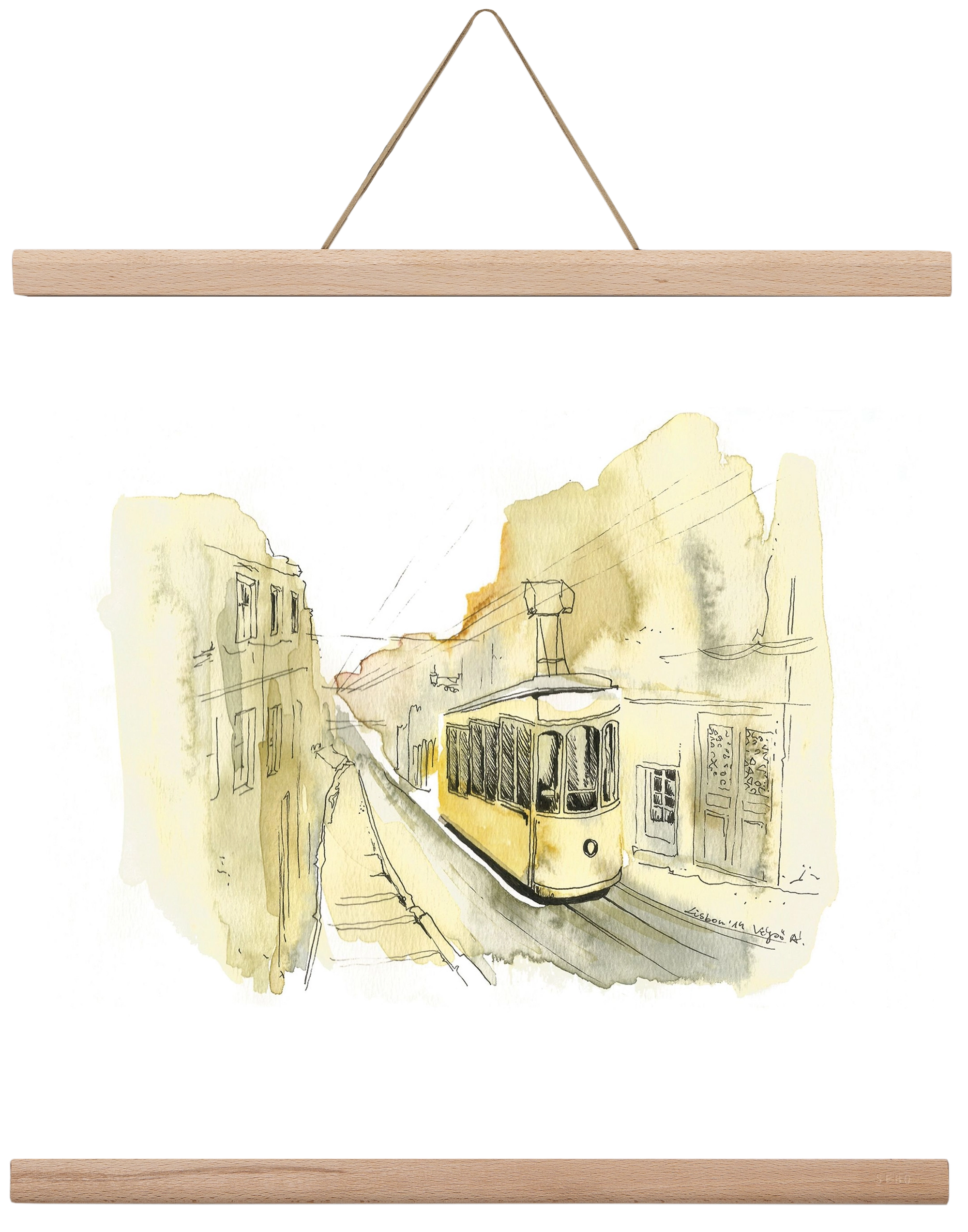 LISBON AQUARELLE NO.11, 40x40 cm (40x40 cm), Tölgy akasztó