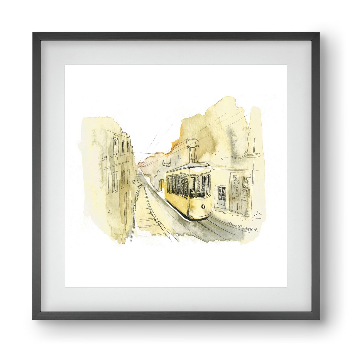 LISBON AQUARELLE NO.11, 40x40 cm (30x30 cm), Fekete keret, paszpartuval