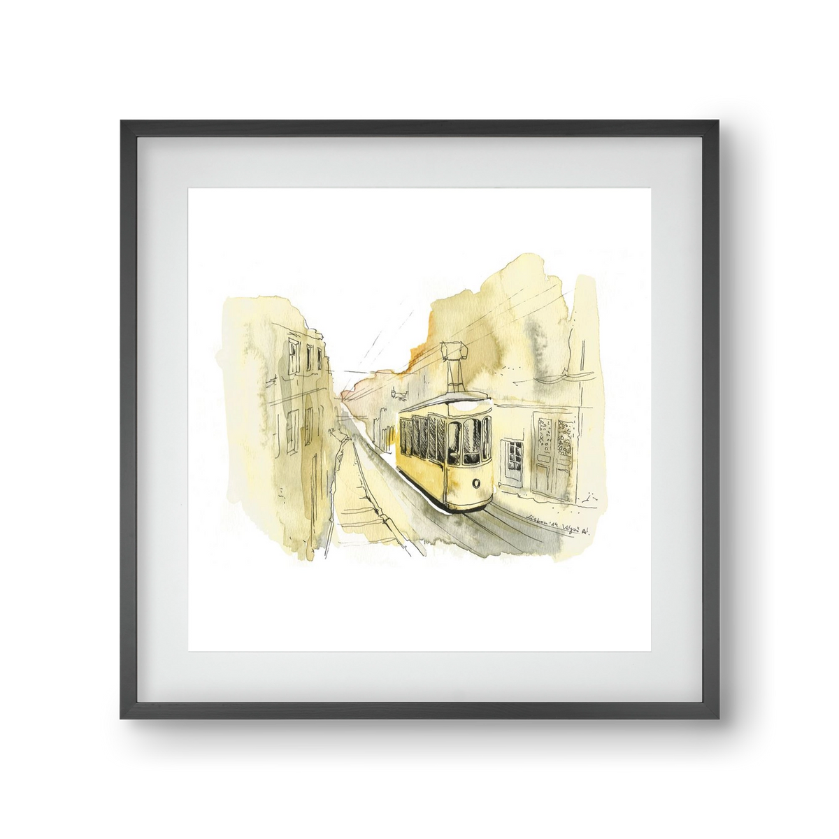 LISBON AQUARELLE NO.11, 30x30 cm (20x20 cm), Fekete keret, paszpartuval