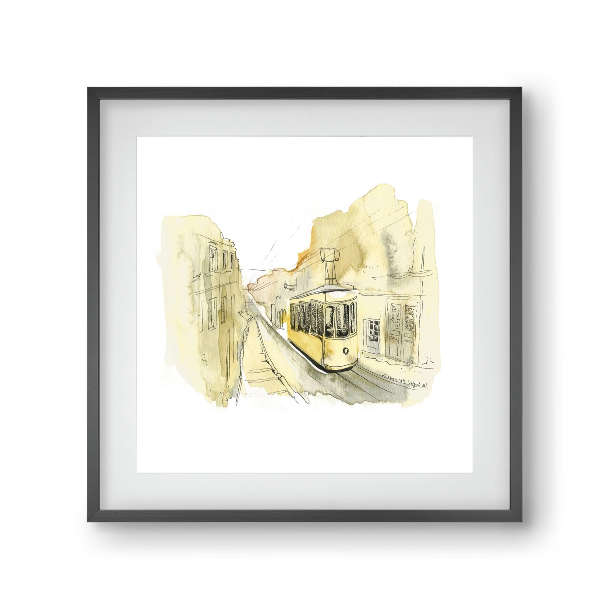 LISBON AQUARELLE NO.11, 30x30 cm (20x20 cm), Fekete keret, paszpartuval