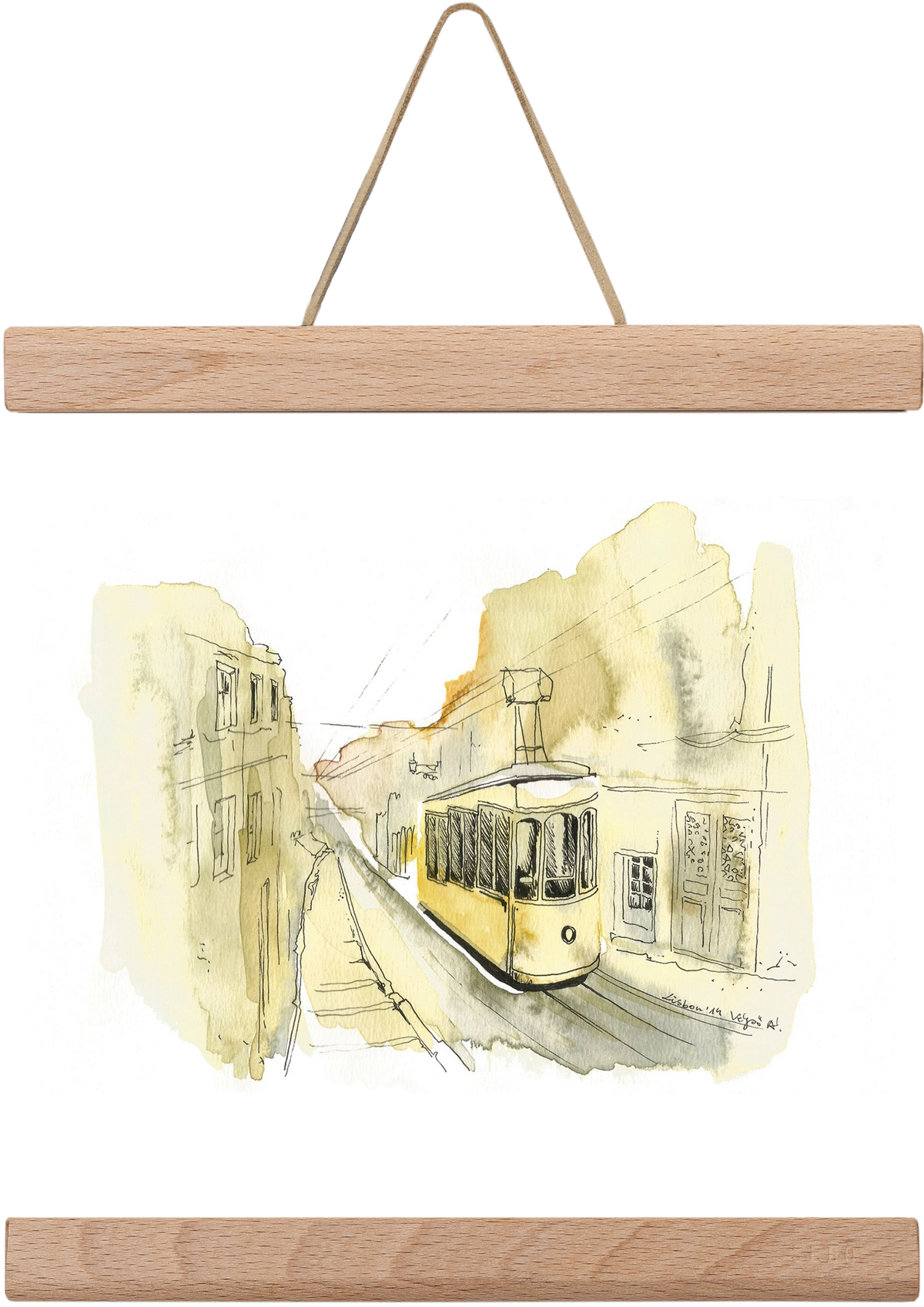 LISBON AQUARELLE NO.11, 20x20 cm (20x20 cm), Tölgy akasztó