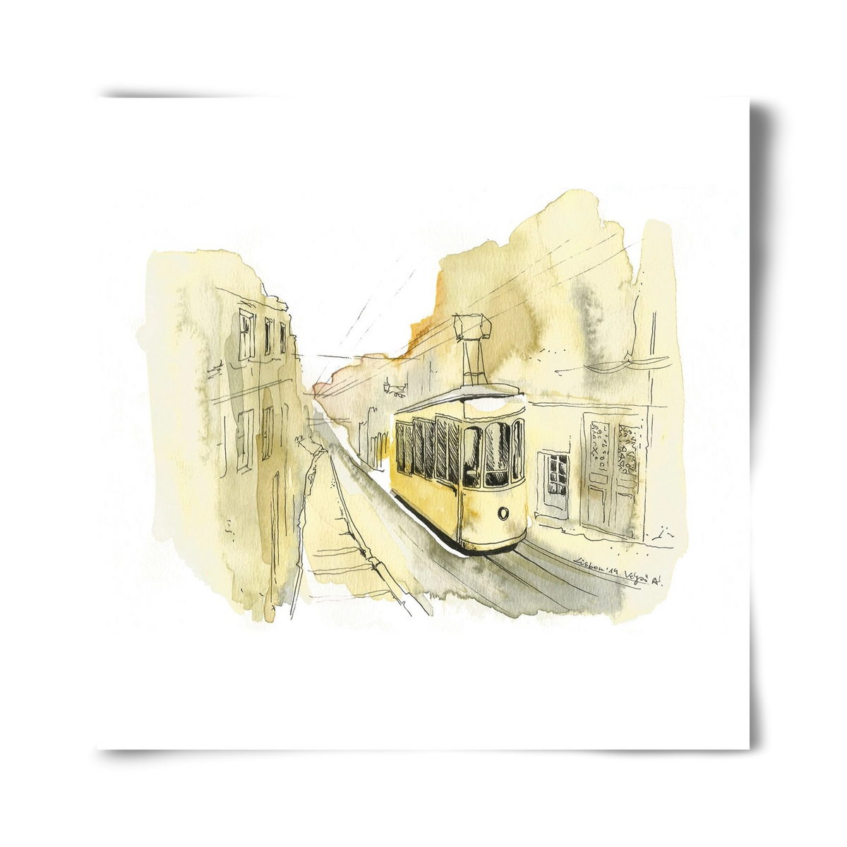 LISBON AQUARELLE NO.11, 40x40 cm, Keret nélkül