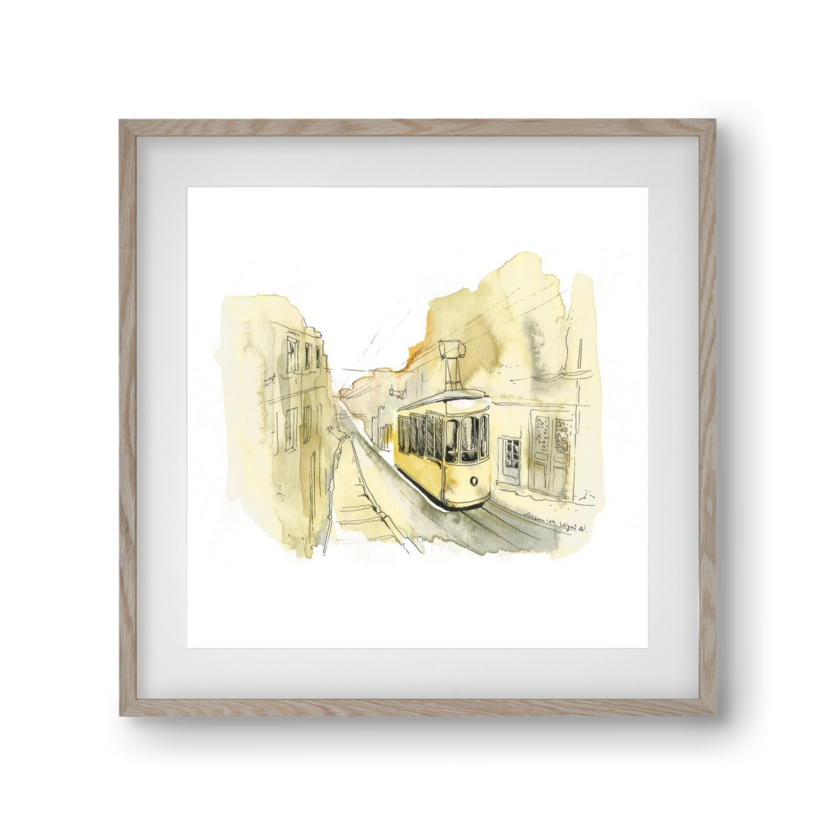 LISBON AQUARELLE NO.11, 30x30 cm (20x20 cm), Tölgy keret, paszpartuval