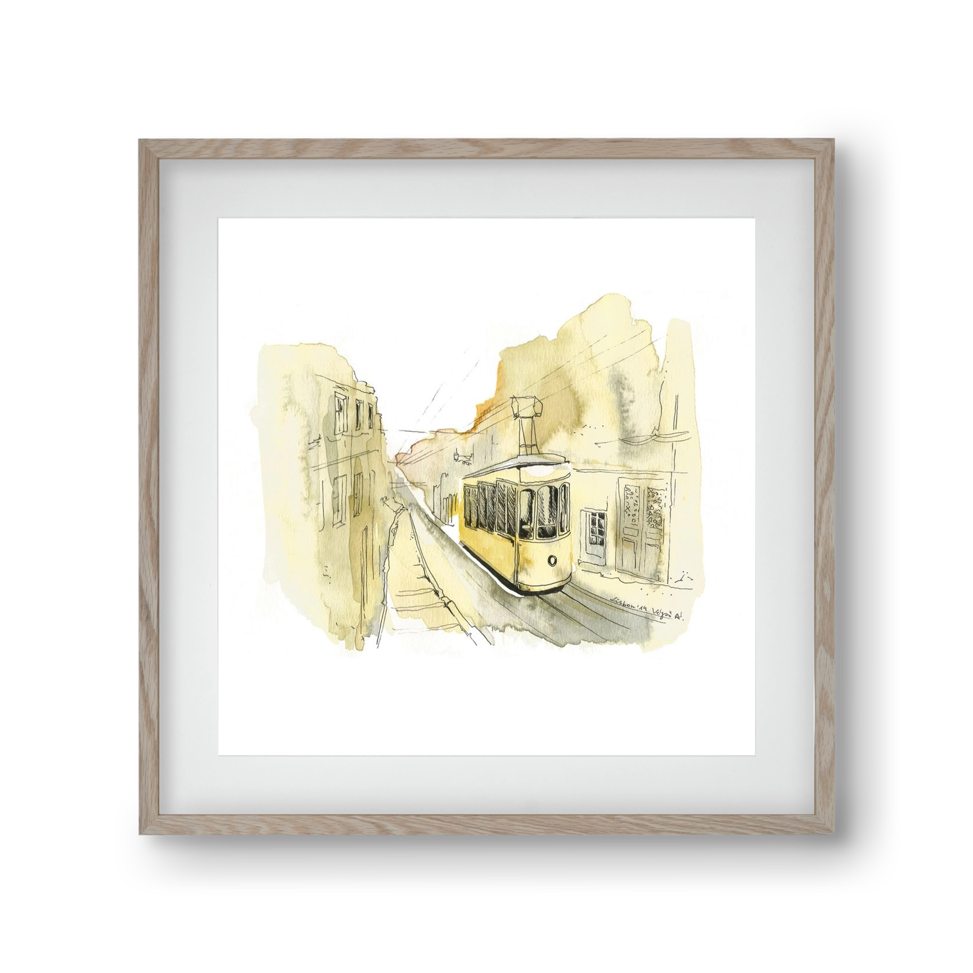 LISBON AQUARELLE NO.11, 30x30 cm (20x20 cm), Tölgy keret, paszpartuval