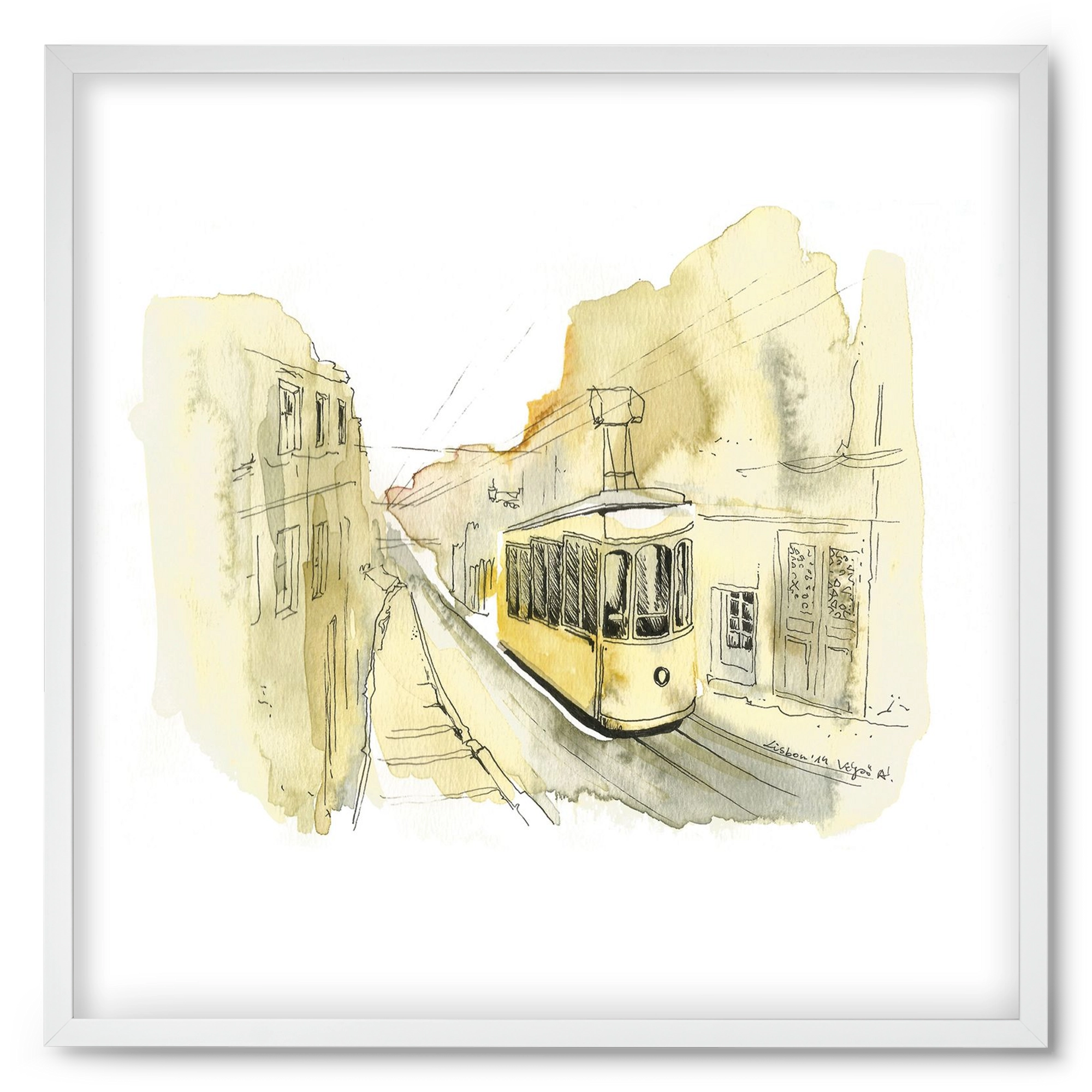 LISBON AQUARELLE NO.11, 50x50 cm (50x50 cm), Fehér keret