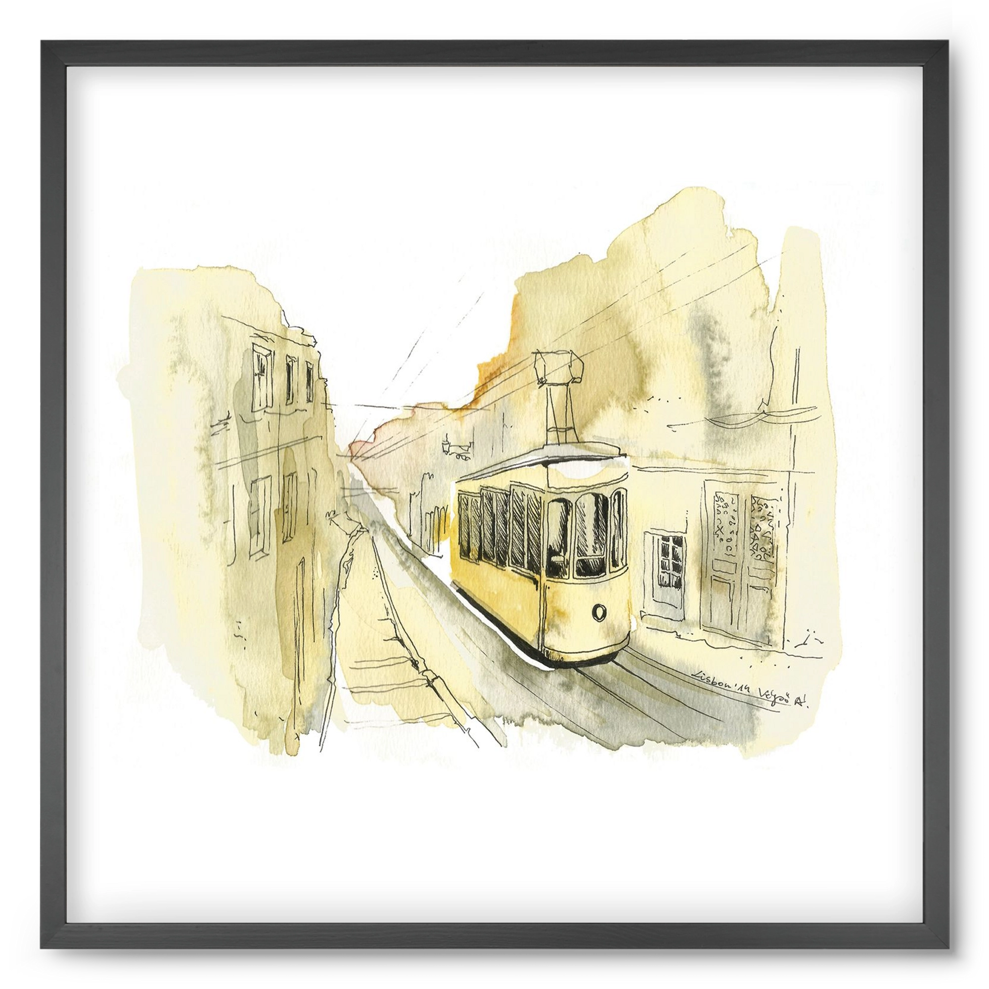 LISBON AQUARELLE NO.11, 50x50 cm (50x50 cm), Fekete keret