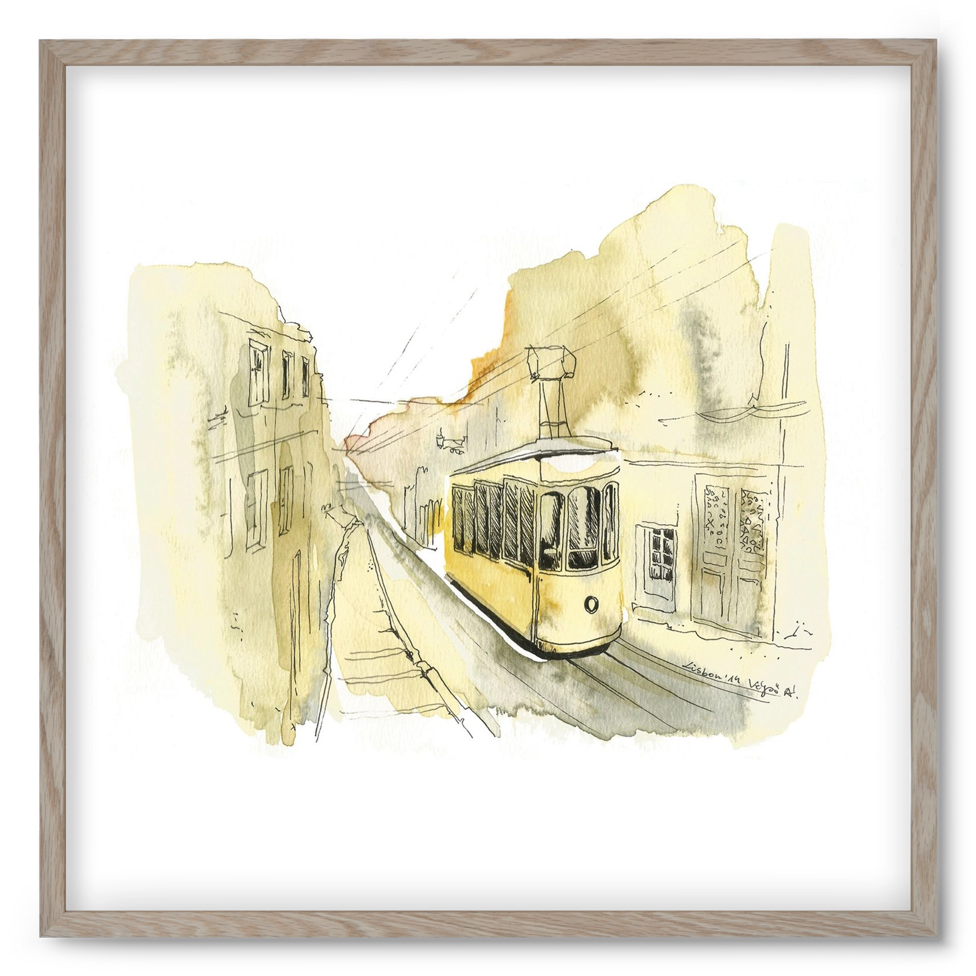 LISBON AQUARELLE NO.11, 50x50 cm (50x50 cm), Tölgy keret