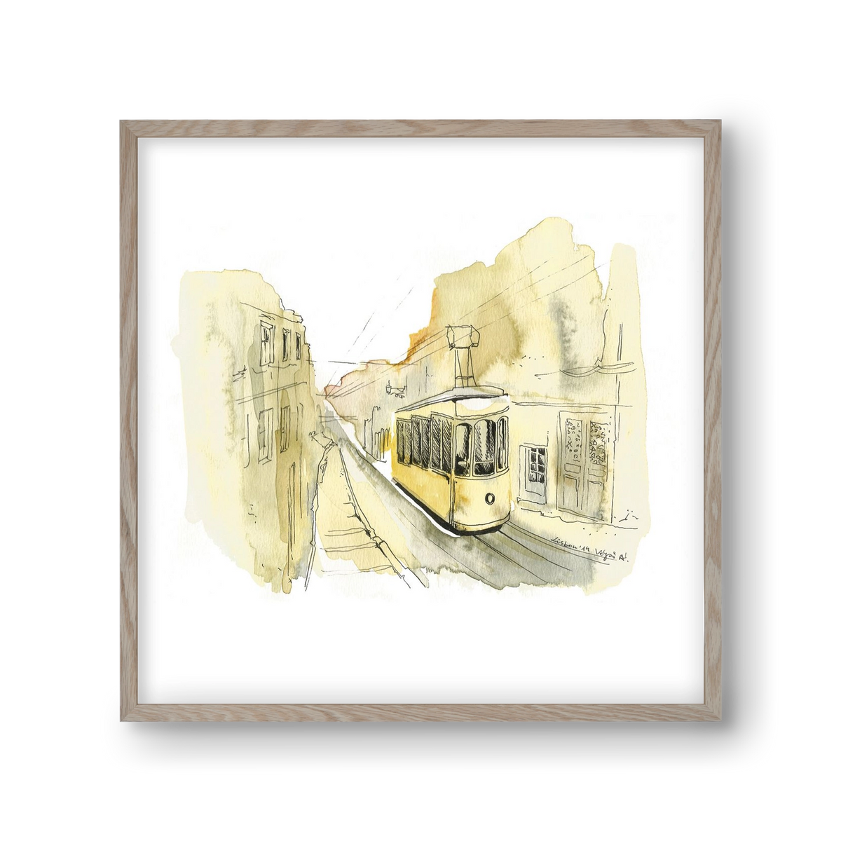 LISBON AQUARELLE NO.11, 30x30 cm (30x30 cm), Tölgy keret