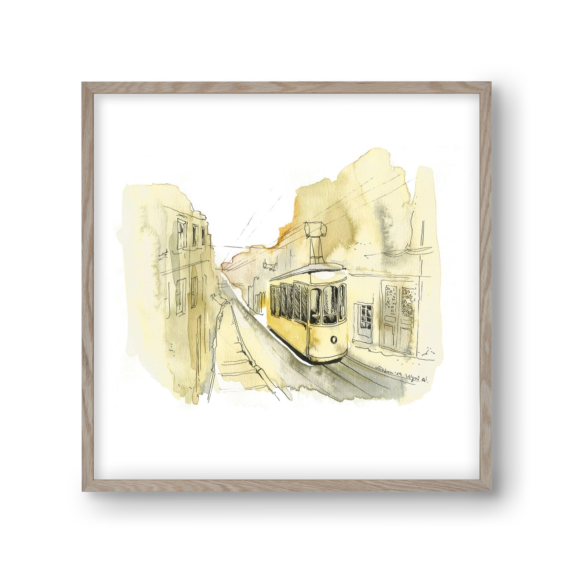 LISBON AQUARELLE NO.11, 30x30 cm (30x30 cm), Tölgy keret