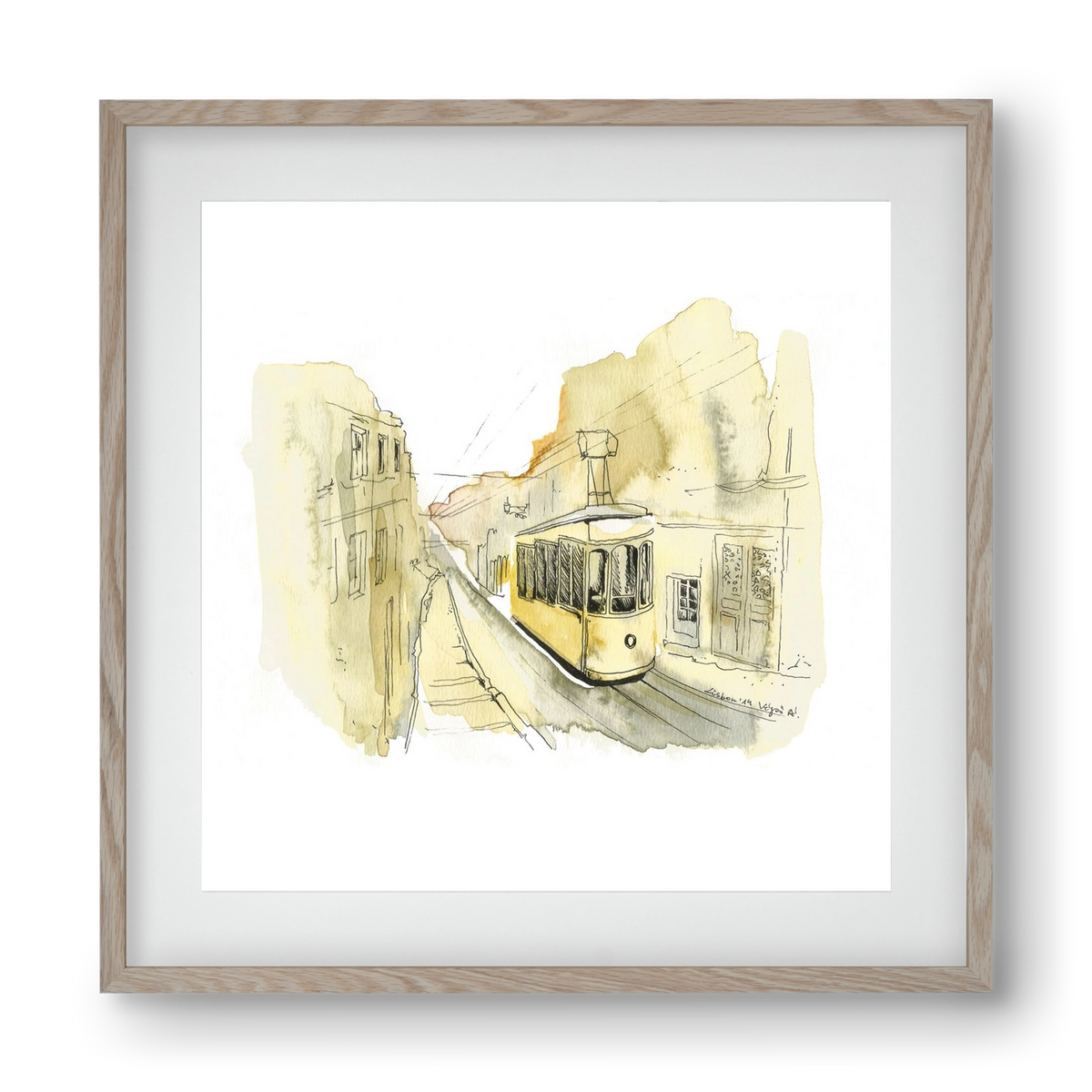 LISBON AQUARELLE NO.11, 40x40 cm (30x30 cm), Tölgy keret, paszpartuval