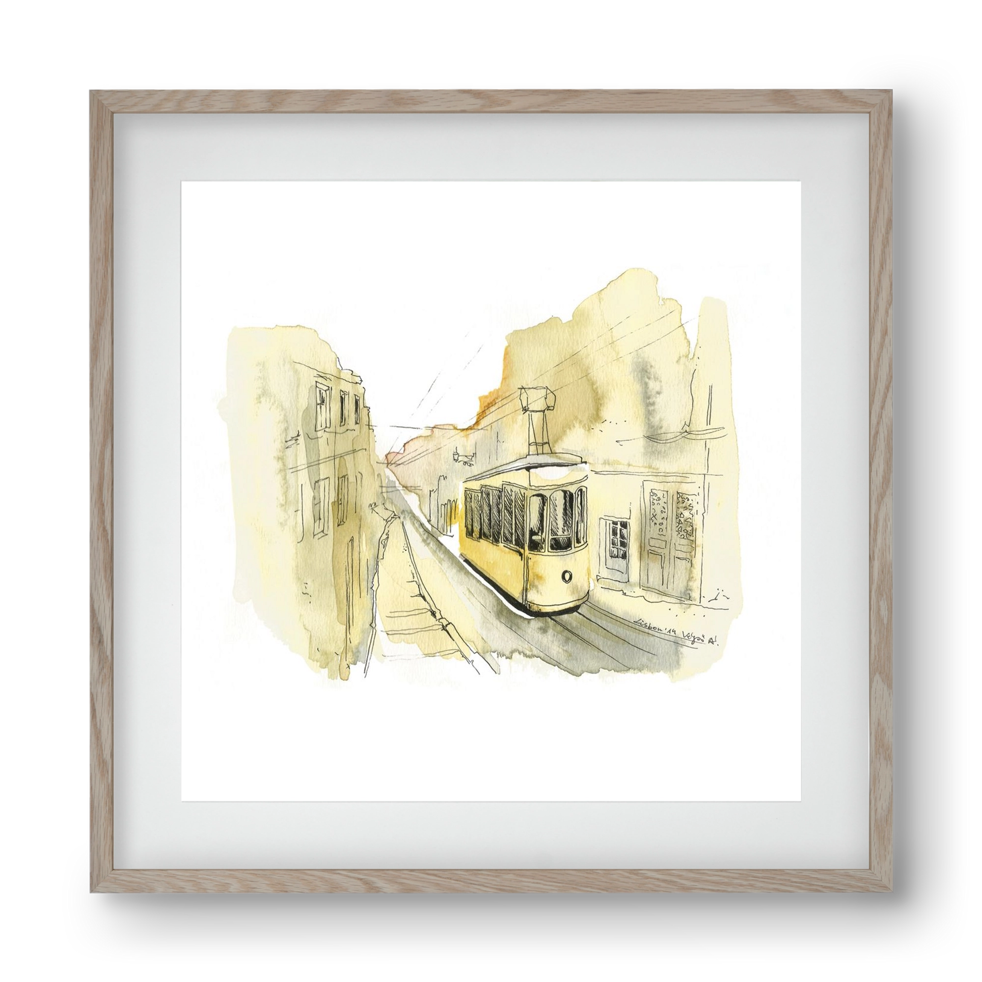 LISBON AQUARELLE NO.11, 40x40 cm (30x30 cm), Tölgy keret, paszpartuval