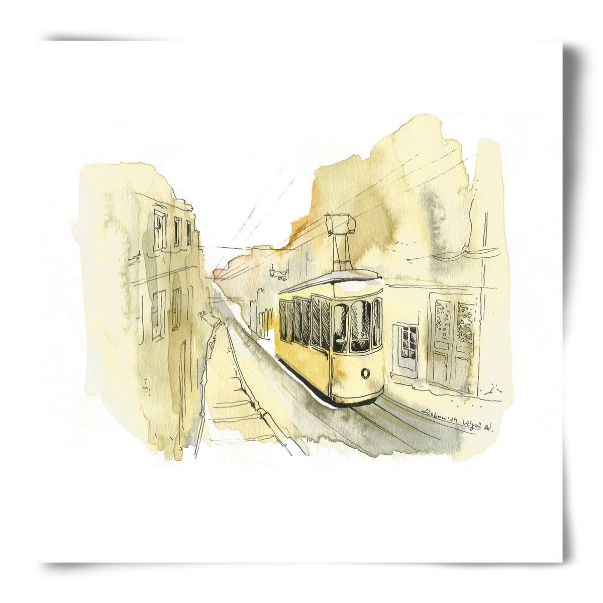 LISBON AQUARELLE NO.11, 50x50 cm, Keret nélkül