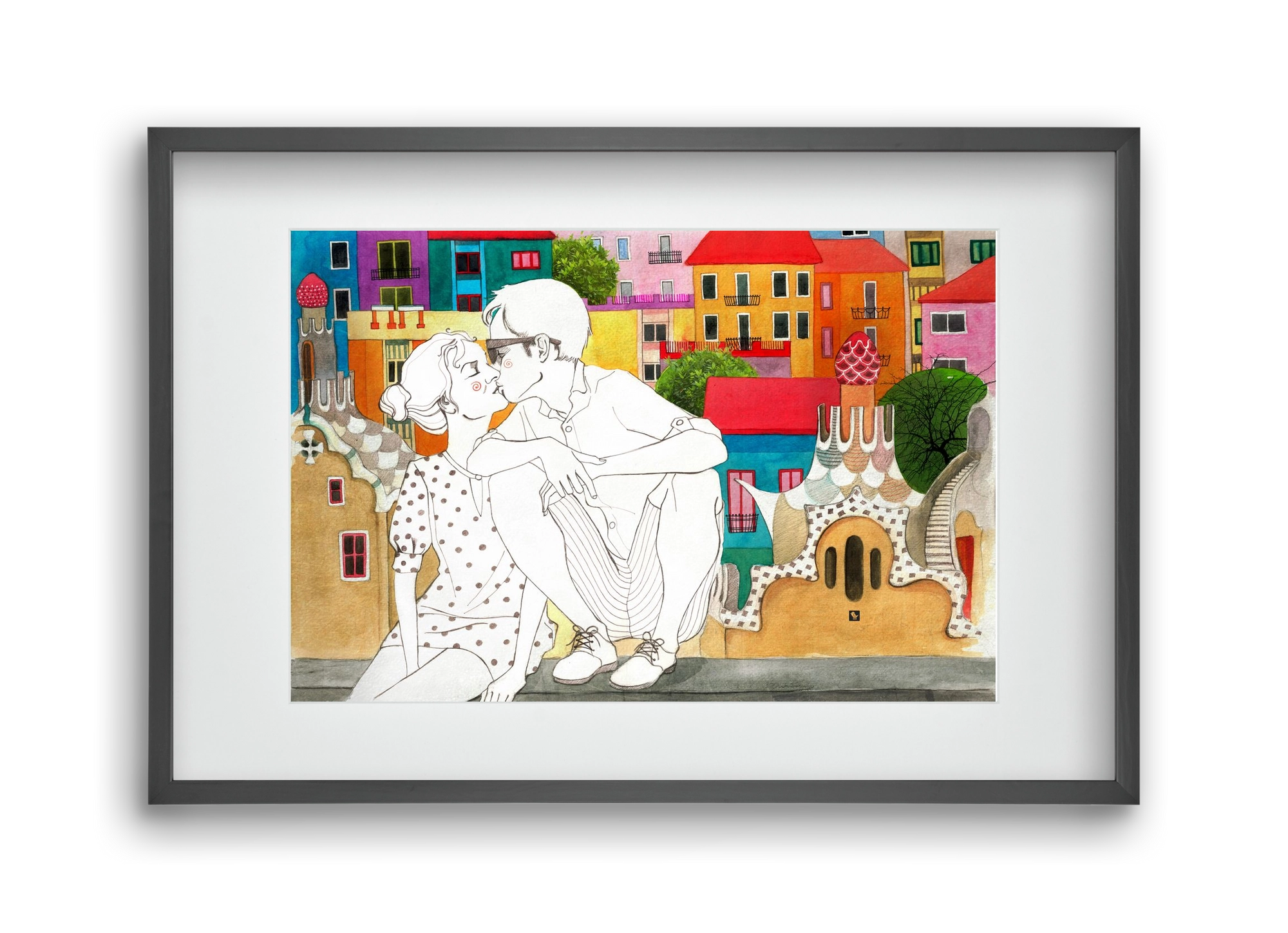 BarcelonaLove, 45x30 cm (30x20 cm), Fekete keret, paszpartuval