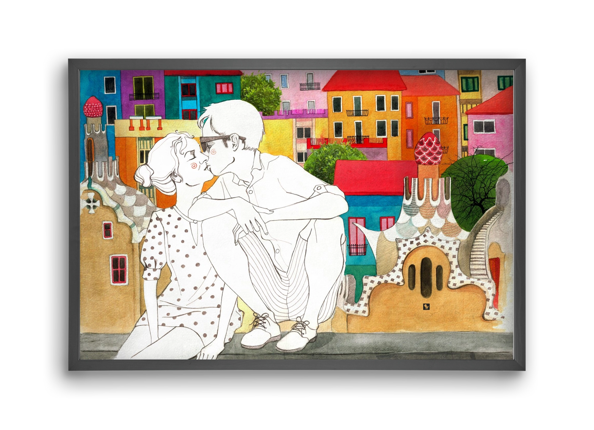 BarcelonaLove, 45x30 cm (45x30 cm), Fekete keret