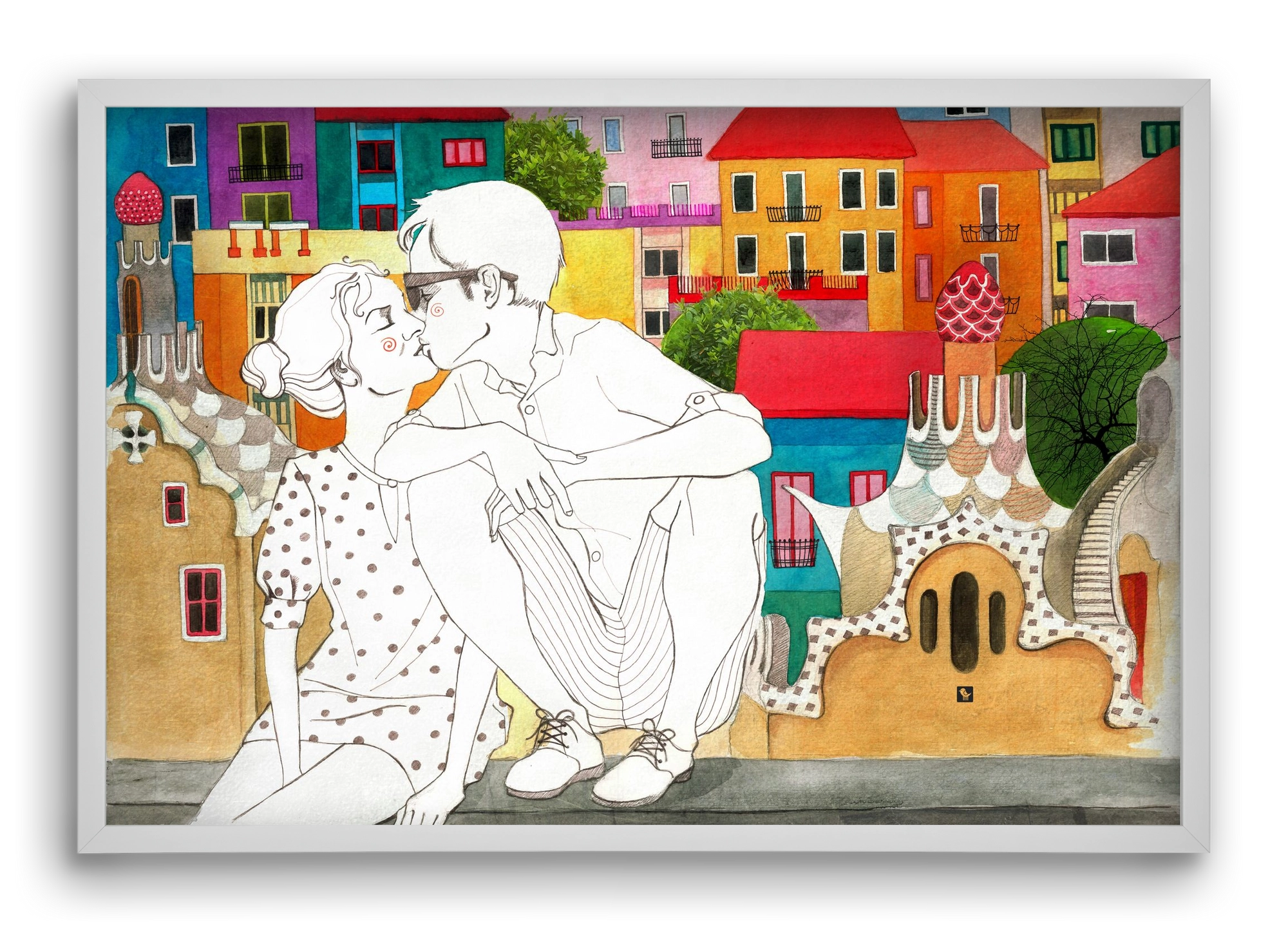 BarcelonaLove, 60x40 cm (60x40 cm), Fehér keret