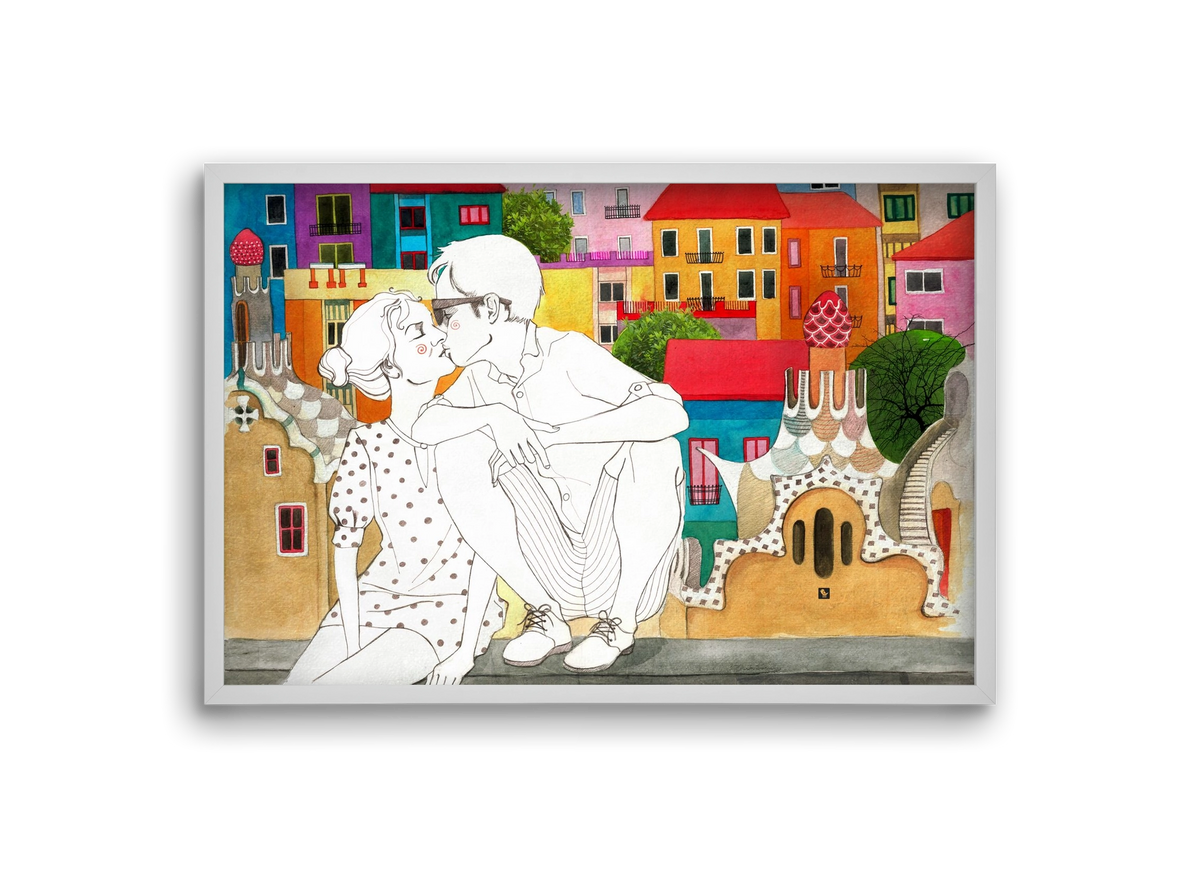 BarcelonaLove, 30x20 cm (30x20 cm), Fehér keret