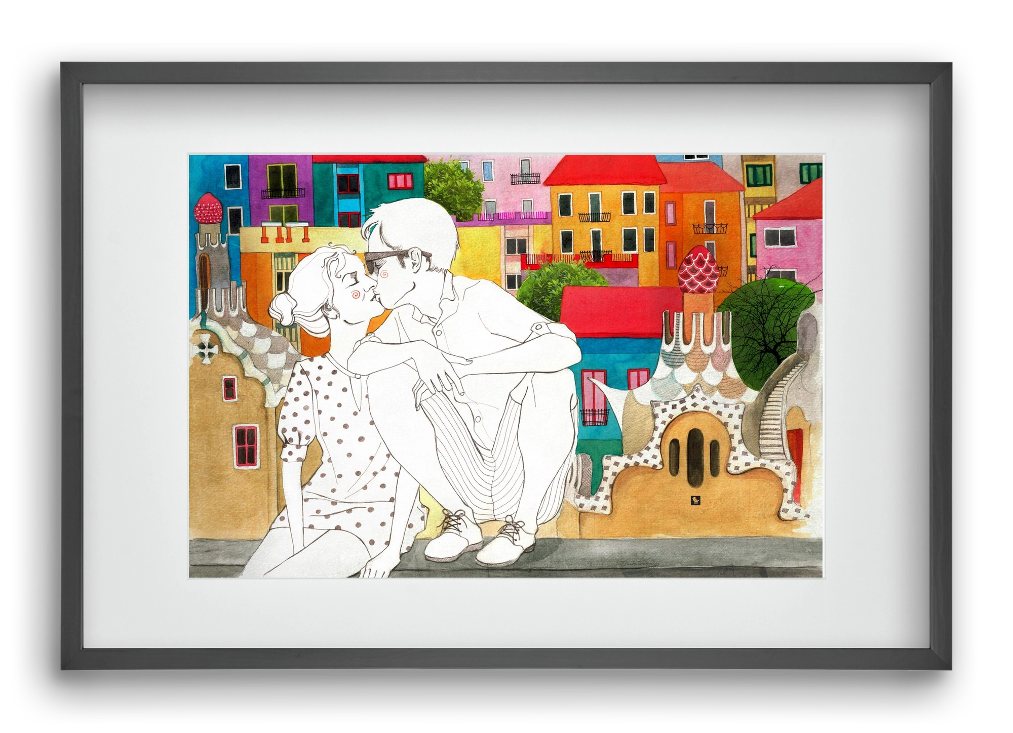 BarcelonaLove, 60x40 cm (45x30 cm), Fekete keret, paszpartuval