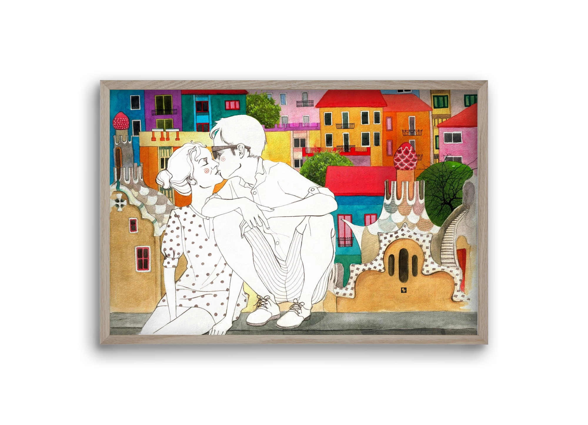 BarcelonaLove, 30x20 cm (30x20 cm), Tölgy keret