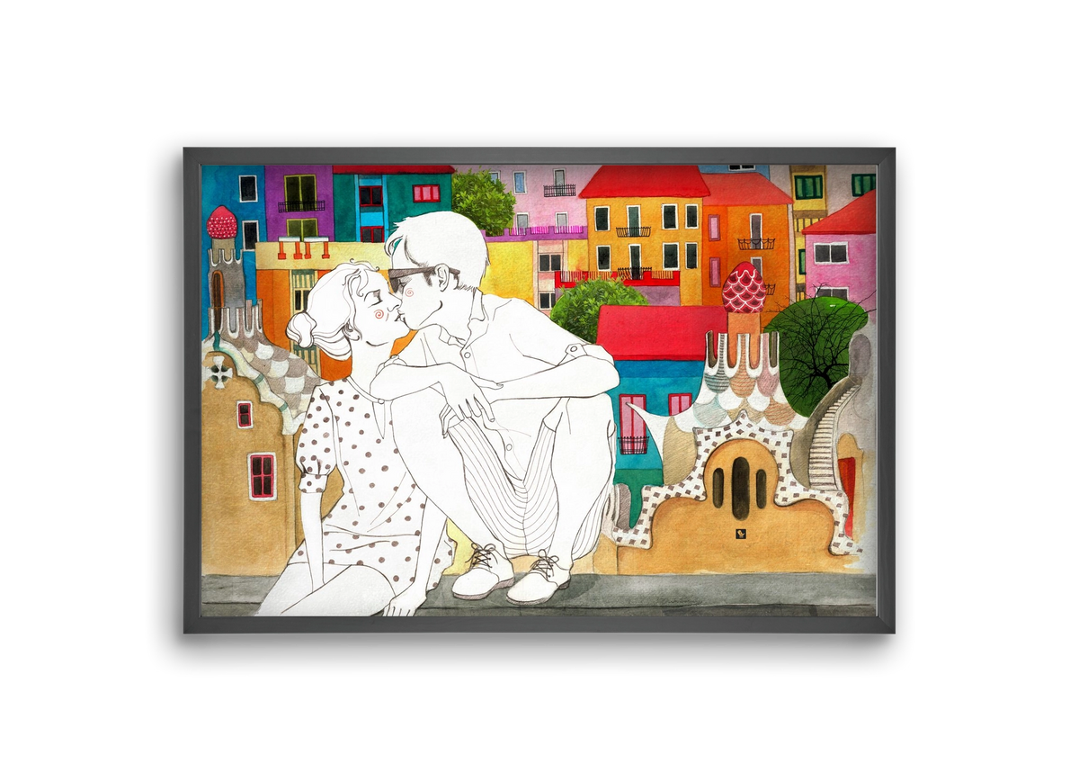 BarcelonaLove, 30x20 cm (30x20 cm), Fekete keret