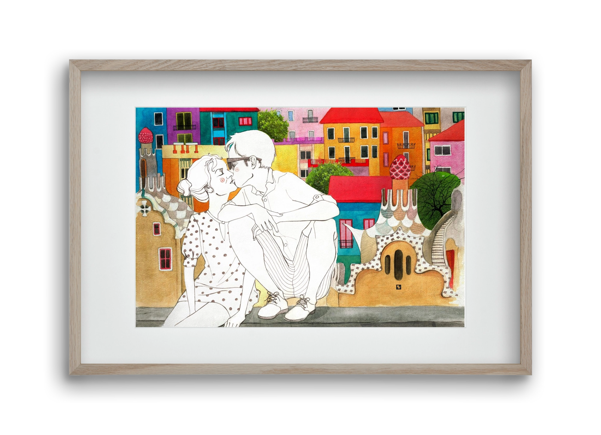 BarcelonaLove, 45x30 cm (30x20 cm), Tölgy keret, paszpartuval