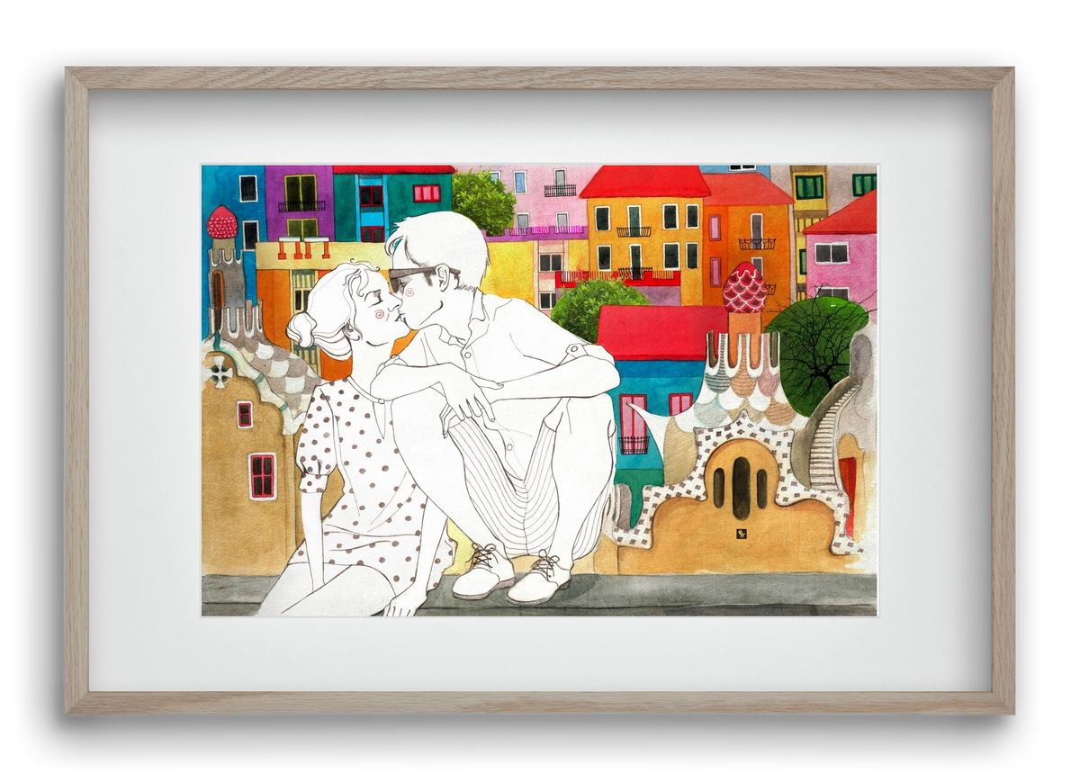 BarcelonaLove, 60x40 cm (45x30 cm), Tölgy keret, paszpartuval