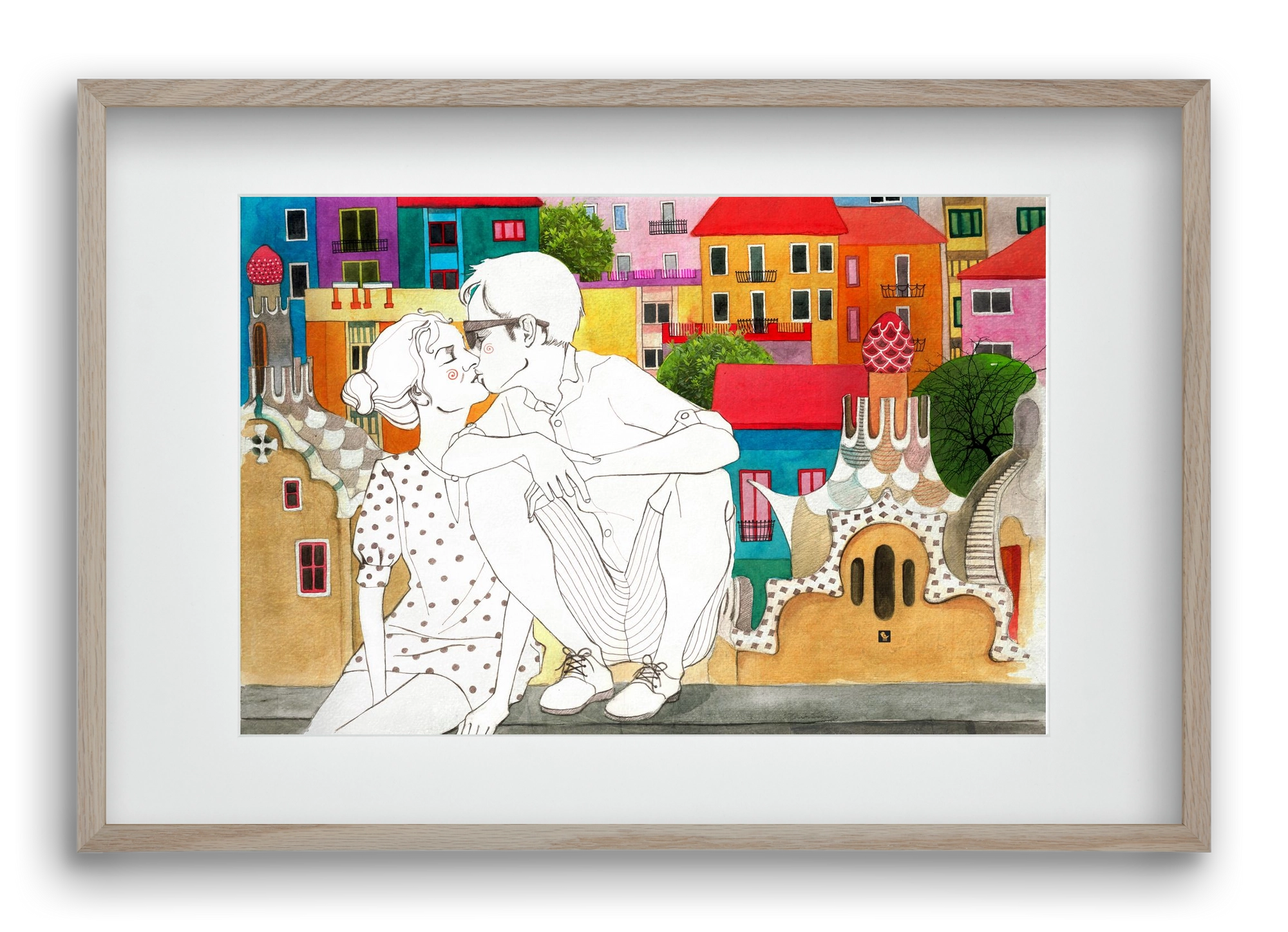 BarcelonaLove, 60x40 cm (45x30 cm), Tölgy keret, paszpartuval