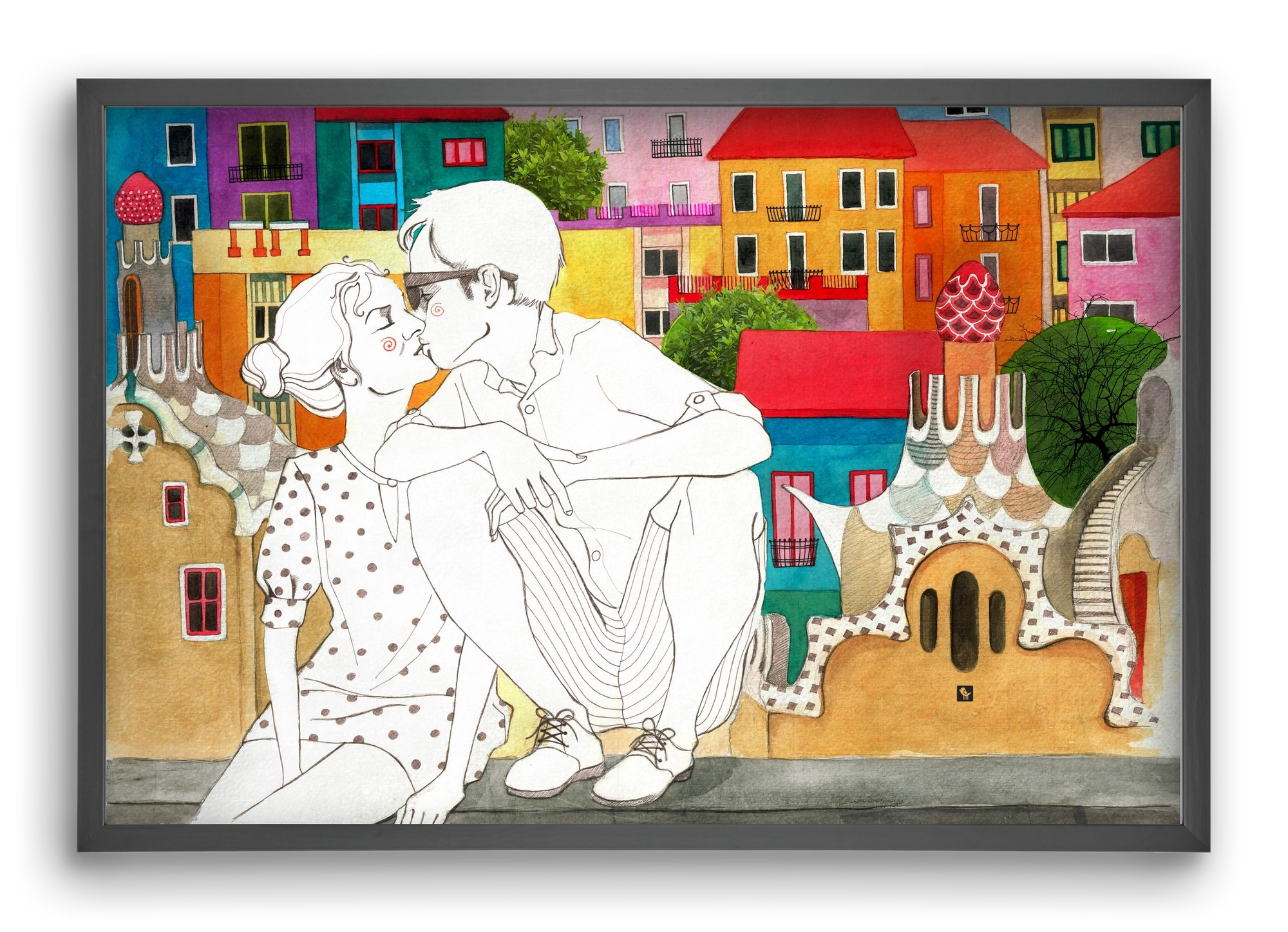 BarcelonaLove, 60x40 cm (60x40 cm), Fekete keret