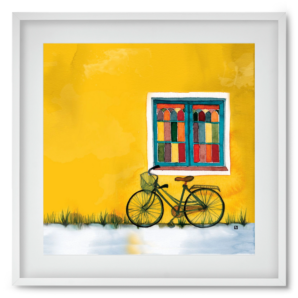 Bicycle, 50x50 cm (40x40 cm), Fehér keret, paszpartuval