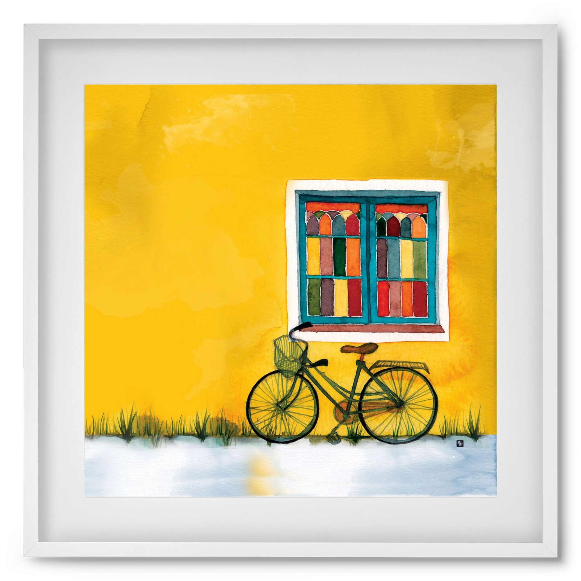 Bicycle, 50x50 cm (40x40 cm), Fehér keret, paszpartuval