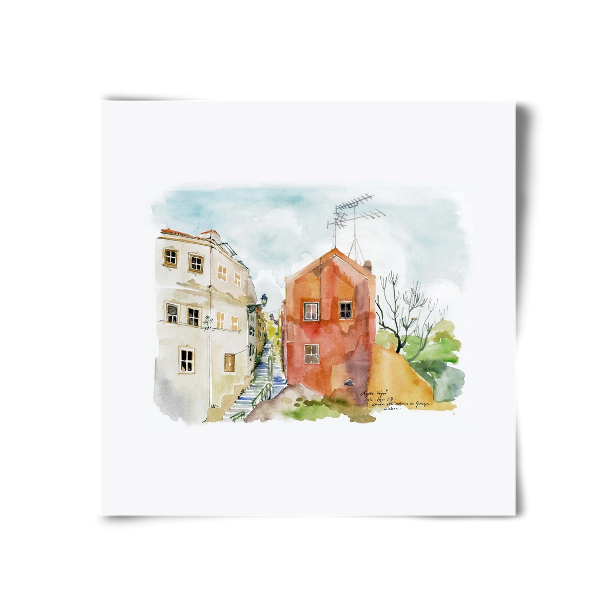 LISBON AQUARELLE NO.12, 30x30 cm, Keret nélkül