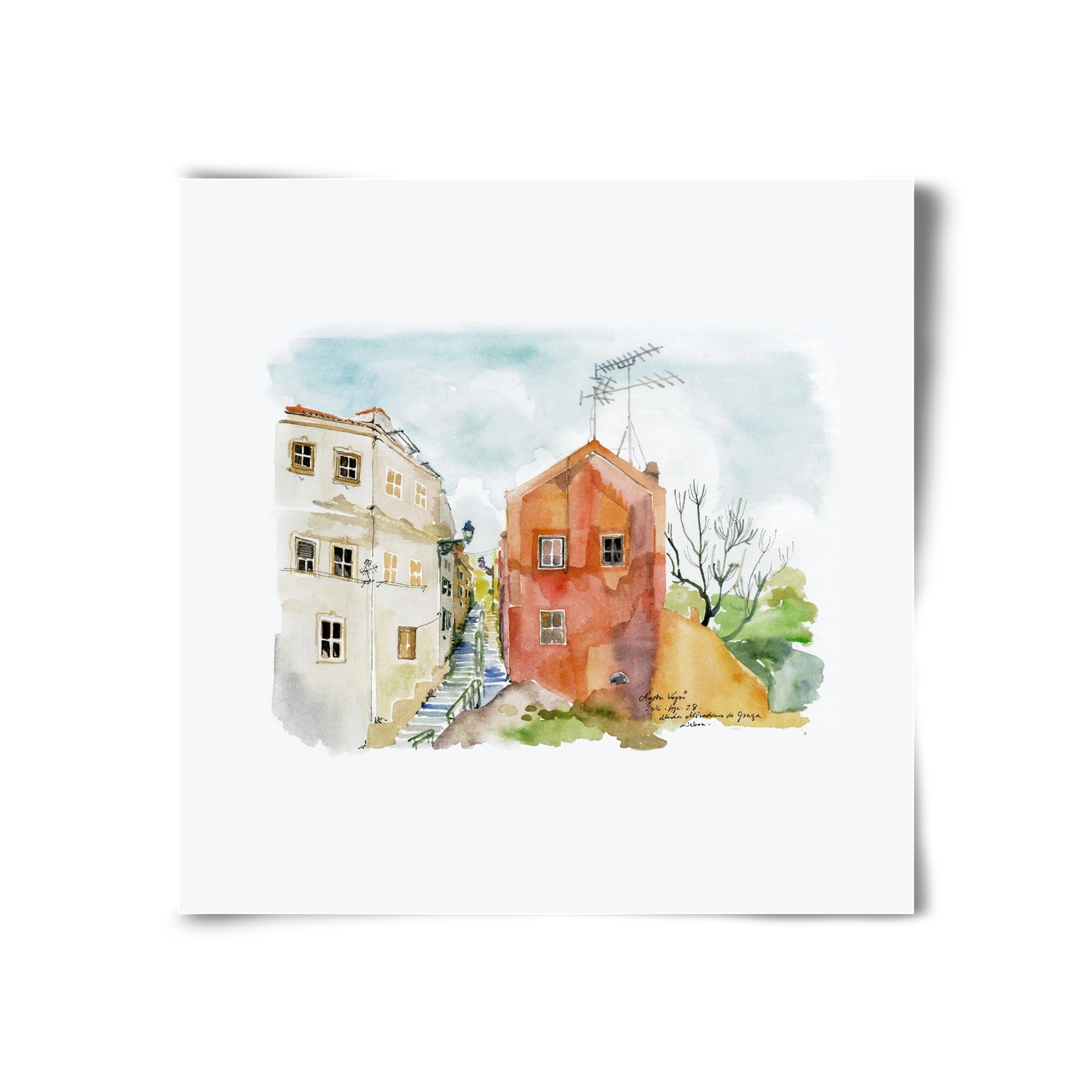 LISBON AQUARELLE NO.12, 30x30 cm, Keret nélkül