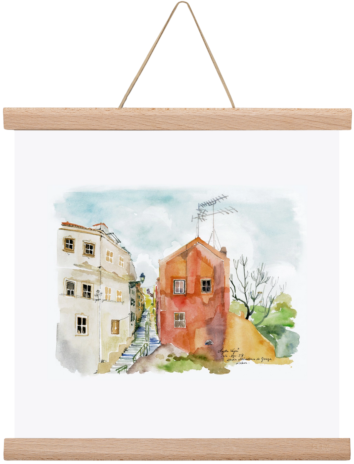 LISBON AQUARELLE NO.12, 30x30 cm (30x30 cm), Tölgy akasztó