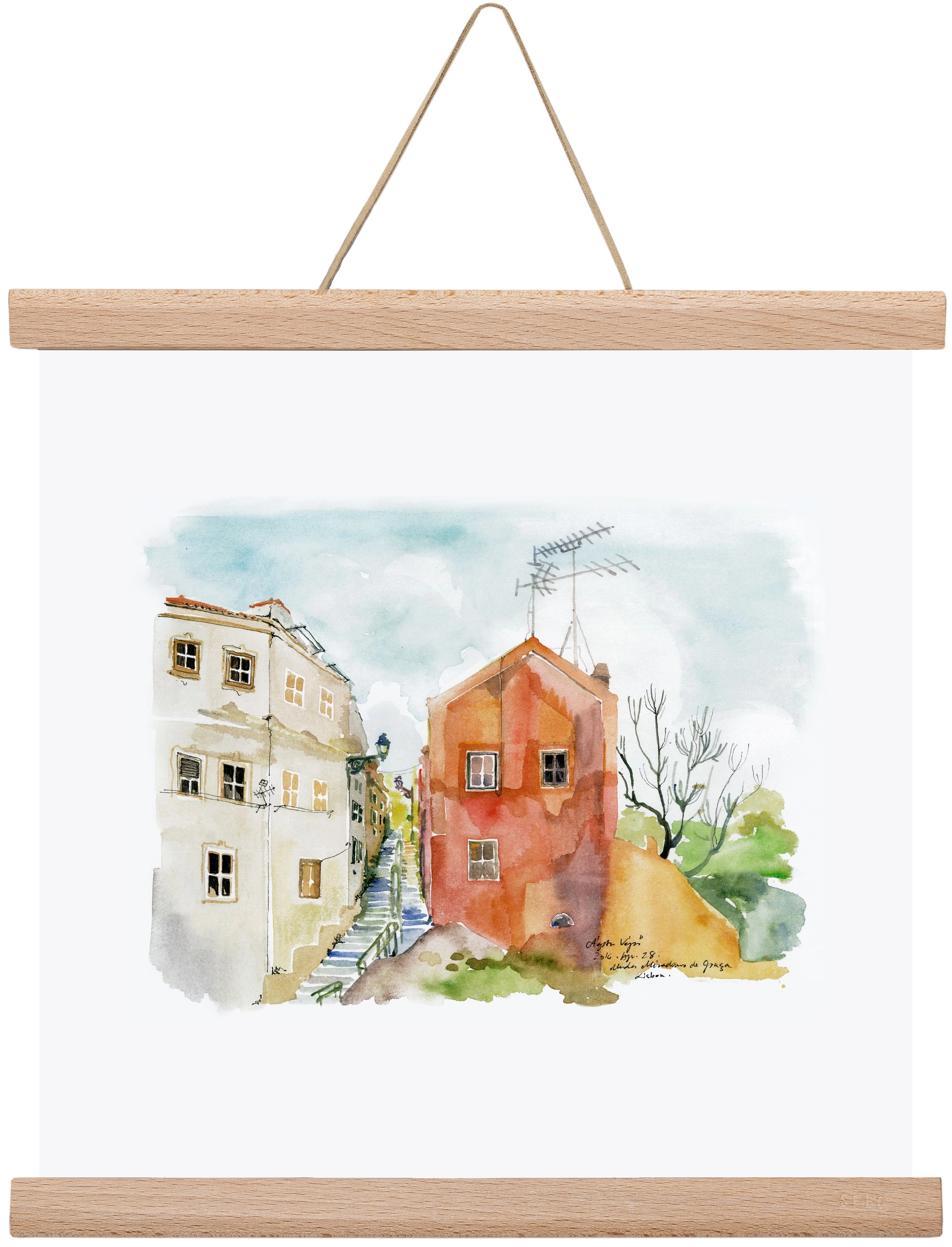 LISBON AQUARELLE NO.12, 30x30 cm (30x30 cm), Tölgy akasztó