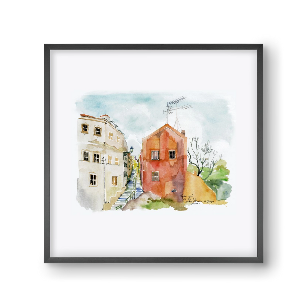 LISBON AQUARELLE NO.12, 30x30 cm (30x30 cm), Fekete keret