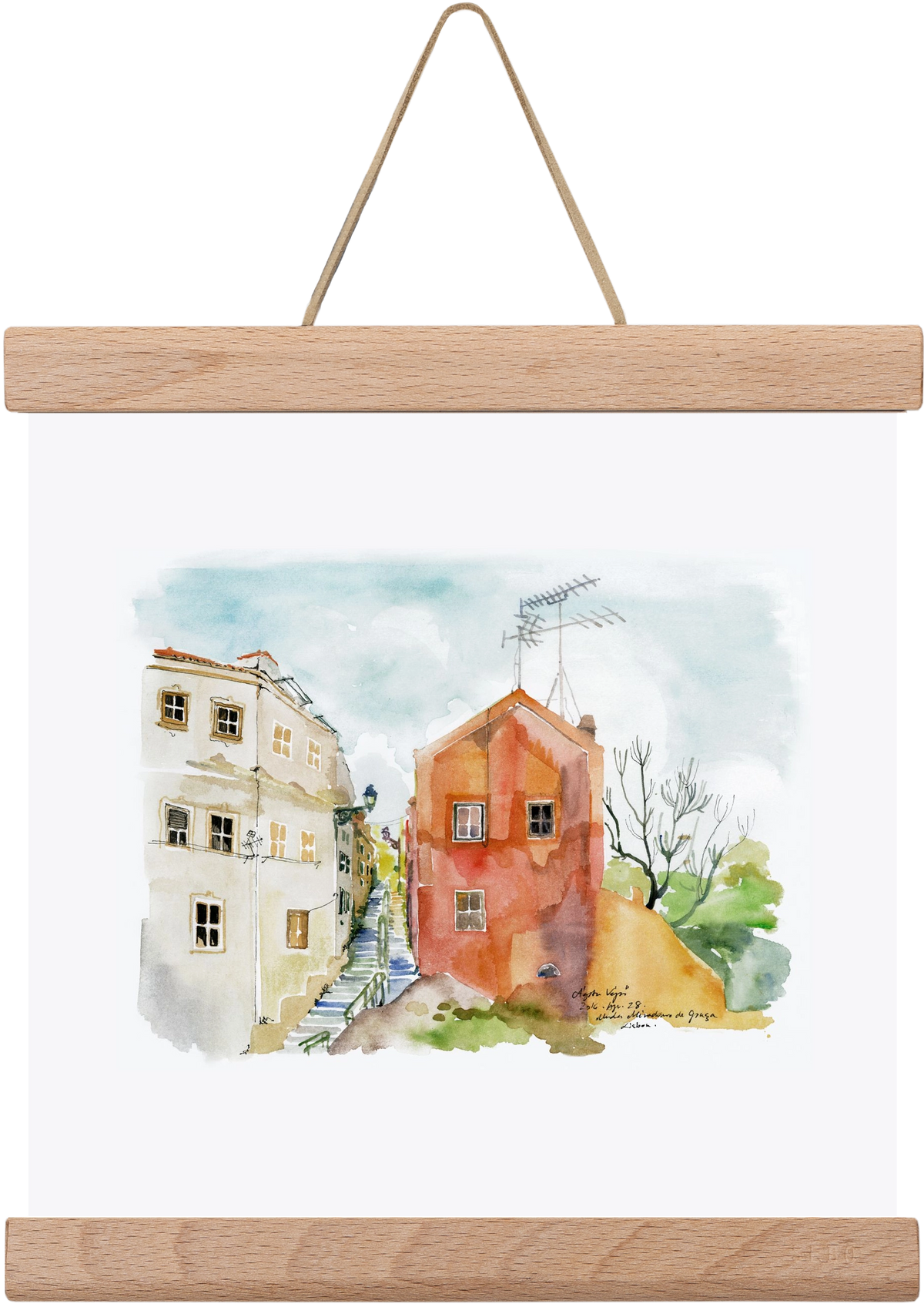 LISBON AQUARELLE NO.12, 20x20 cm (20x20 cm), Tölgy akasztó