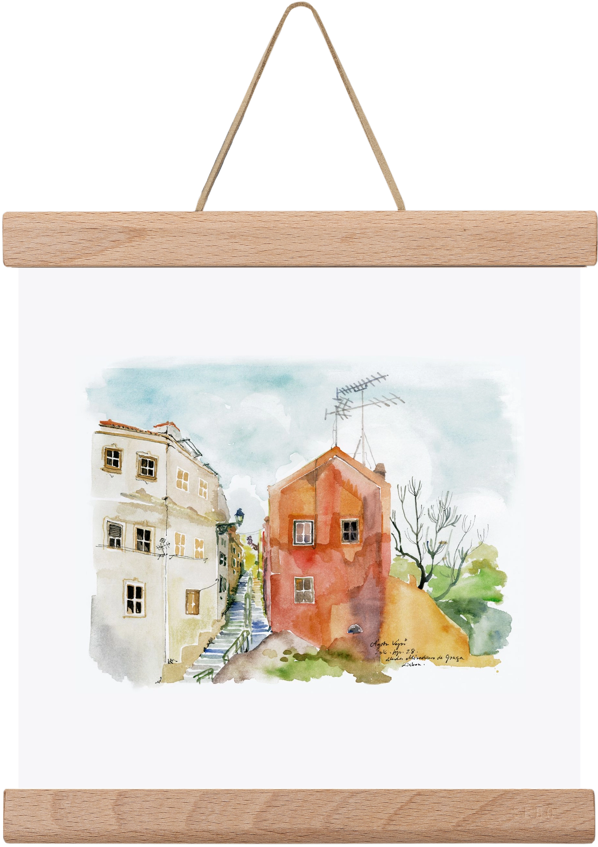 LISBON AQUARELLE NO.12, 20x20 cm (20x20 cm), Tölgy akasztó