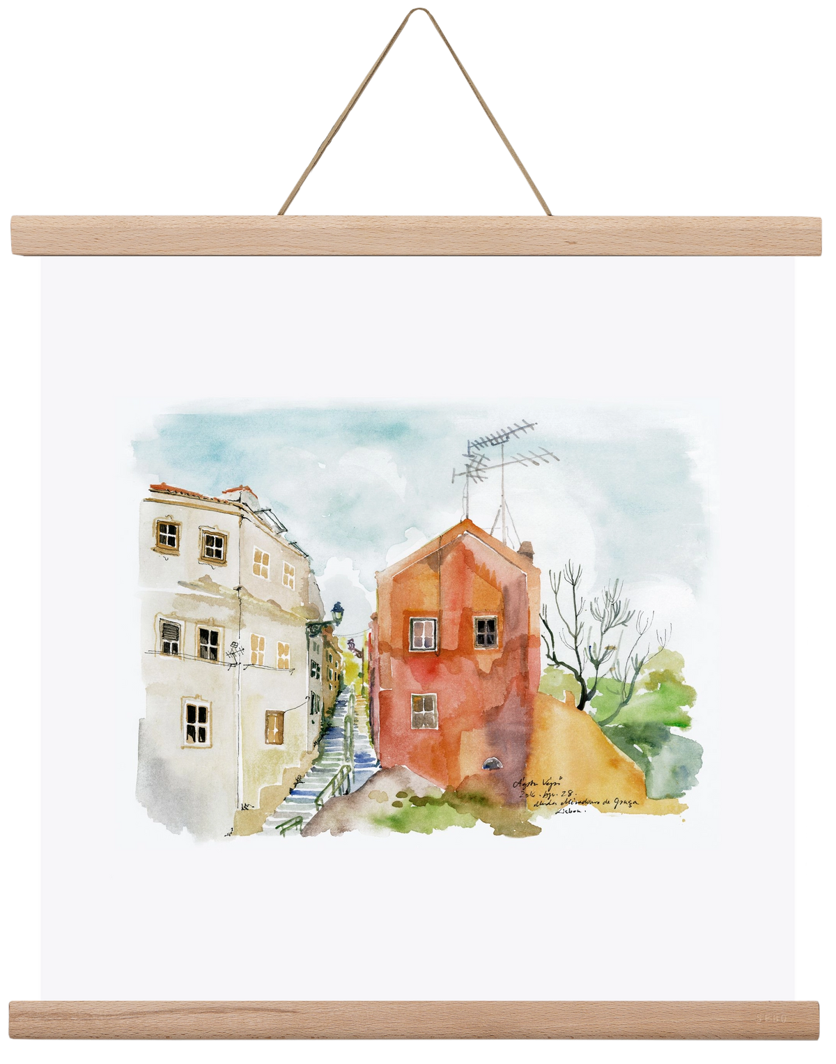 LISBON AQUARELLE NO.12, 40x40 cm (40x40 cm), Tölgy akasztó