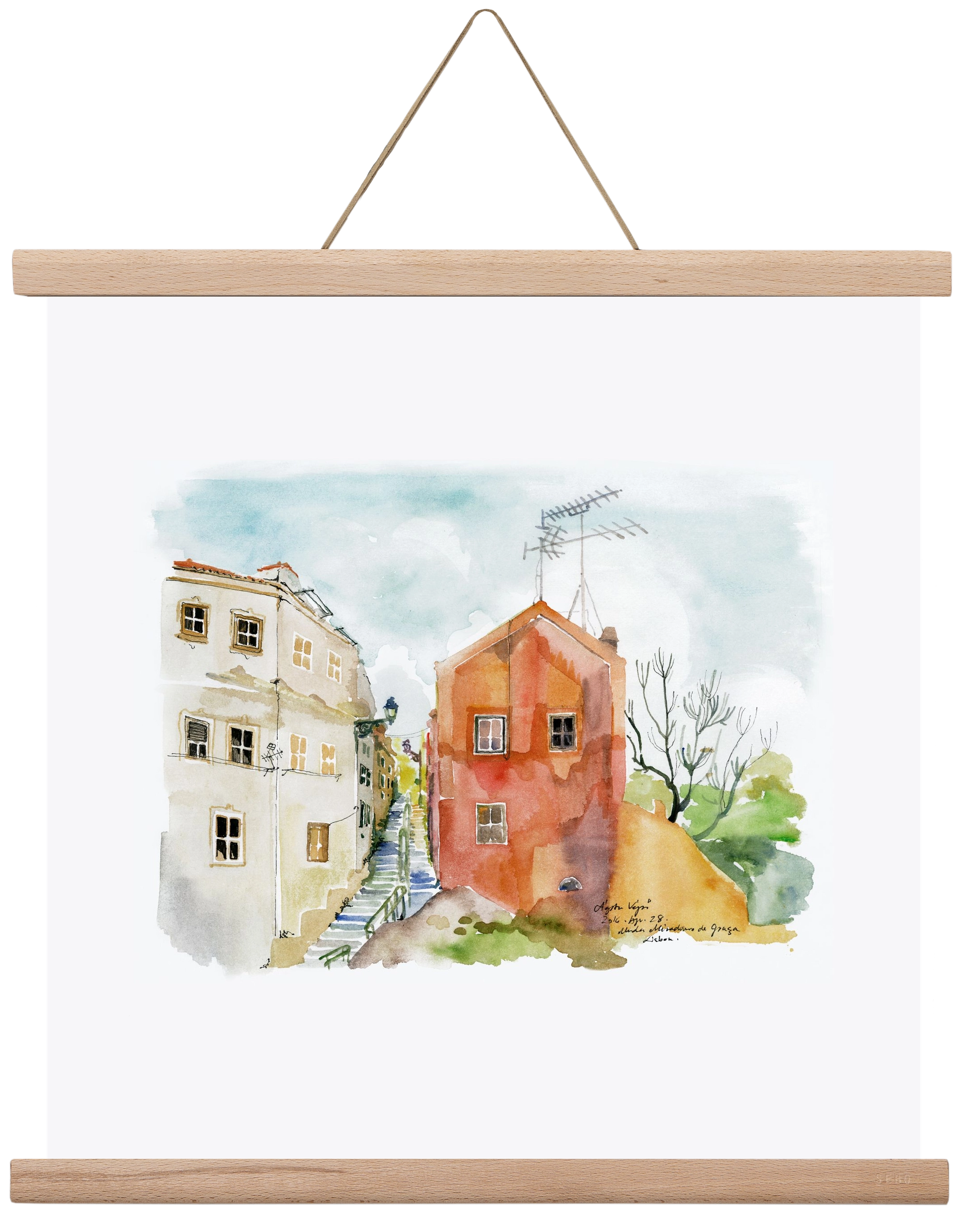 LISBON AQUARELLE NO.12, 40x40 cm (40x40 cm), Tölgy akasztó