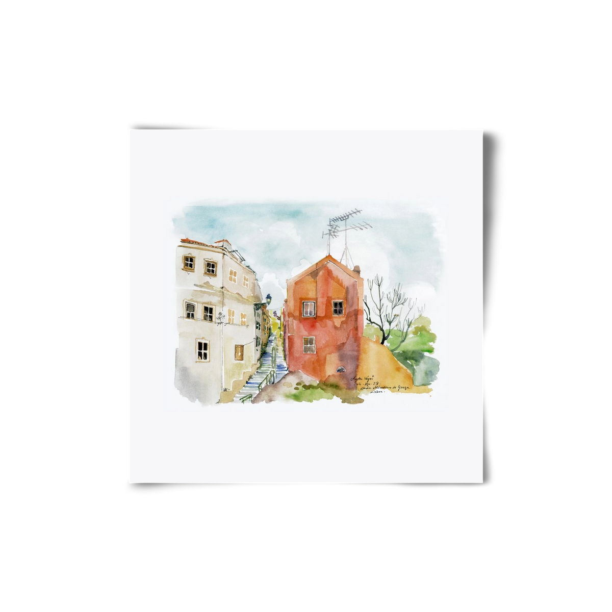 LISBON AQUARELLE NO.12, 20x20 cm, Keret nélkül