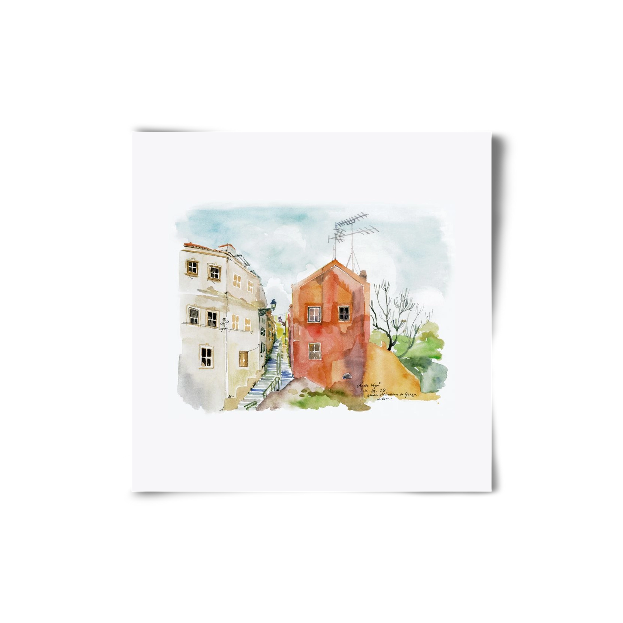 LISBON AQUARELLE NO.12, 20x20 cm, Keret nélkül