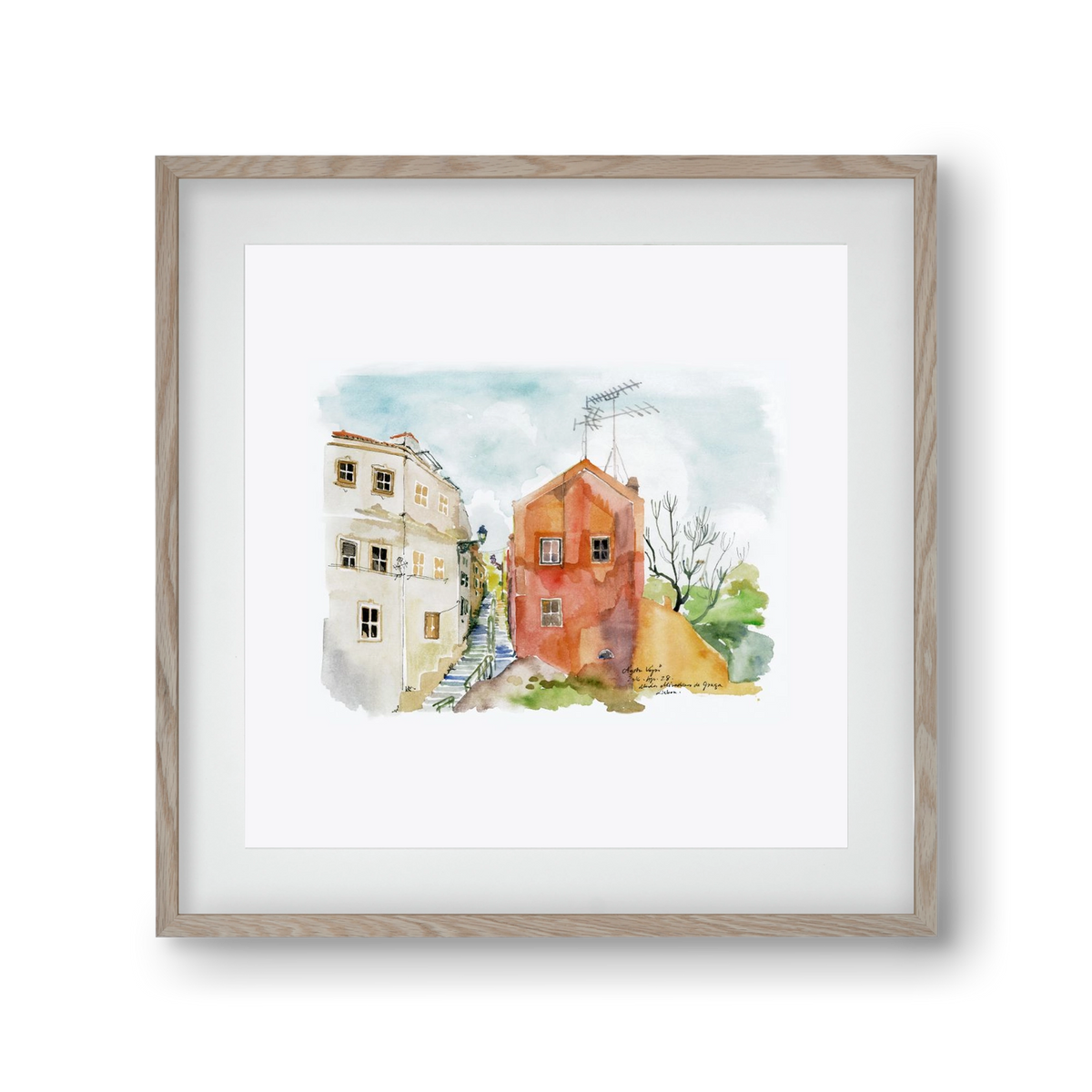 LISBON AQUARELLE NO.12, 30x30 cm (20x20 cm), Tölgy keret, paszpartuval