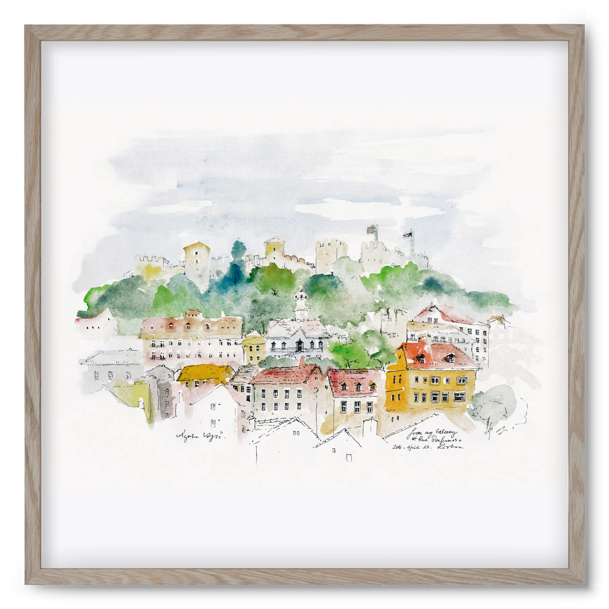 LISBON AQUARELLE NO.13, 50x50 cm (50x50 cm), Tölgy keret