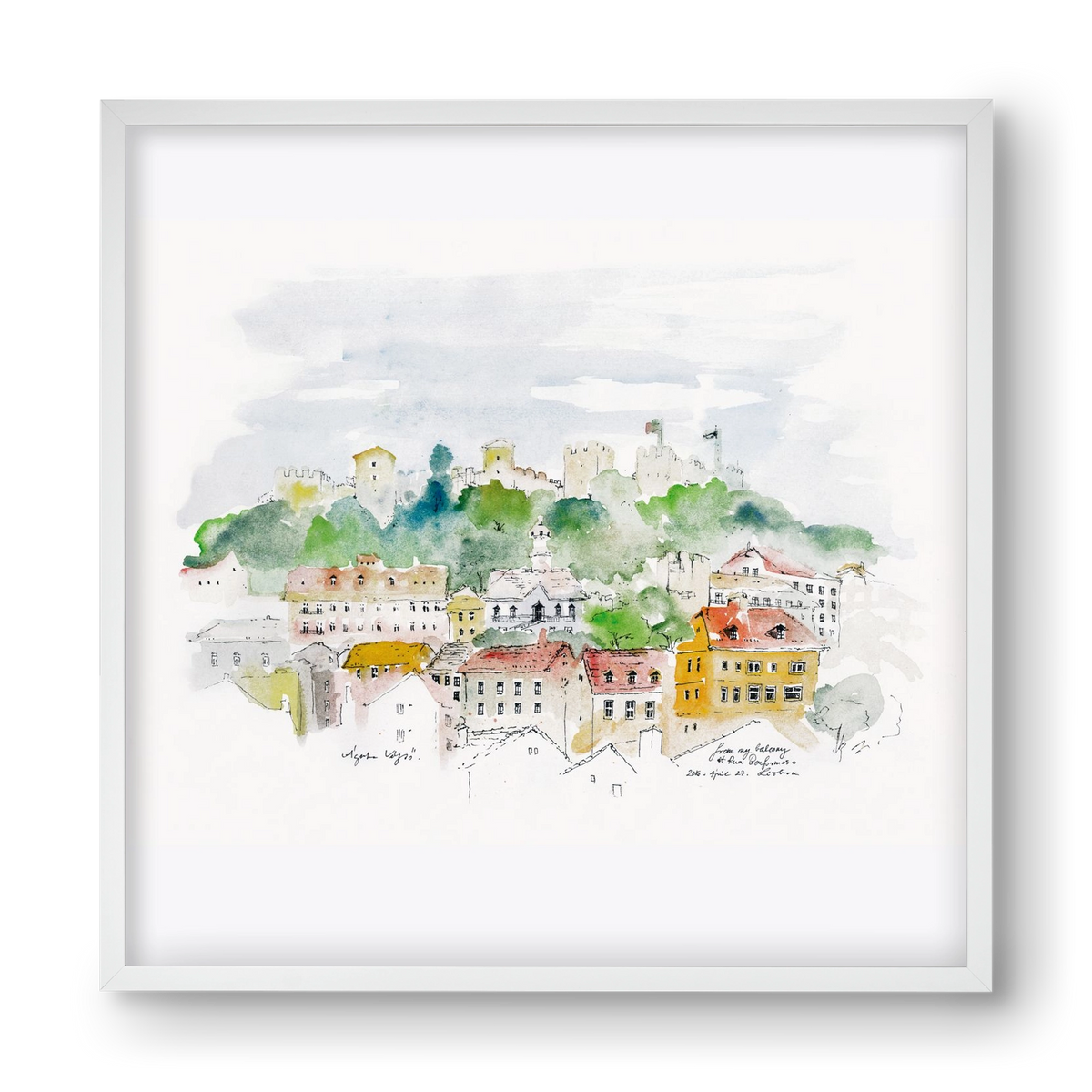 LISBON AQUARELLE NO.13, 40x40 cm (40x40 cm), Fehér keret