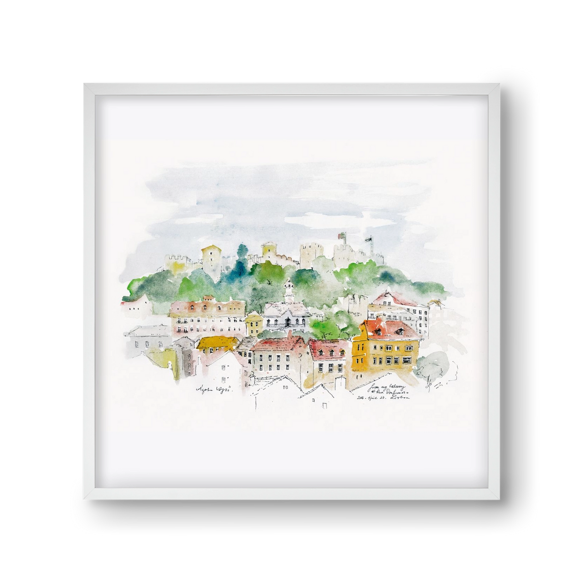 LISBON AQUARELLE NO.13, 30x30 cm (30x30 cm), Fehér keret